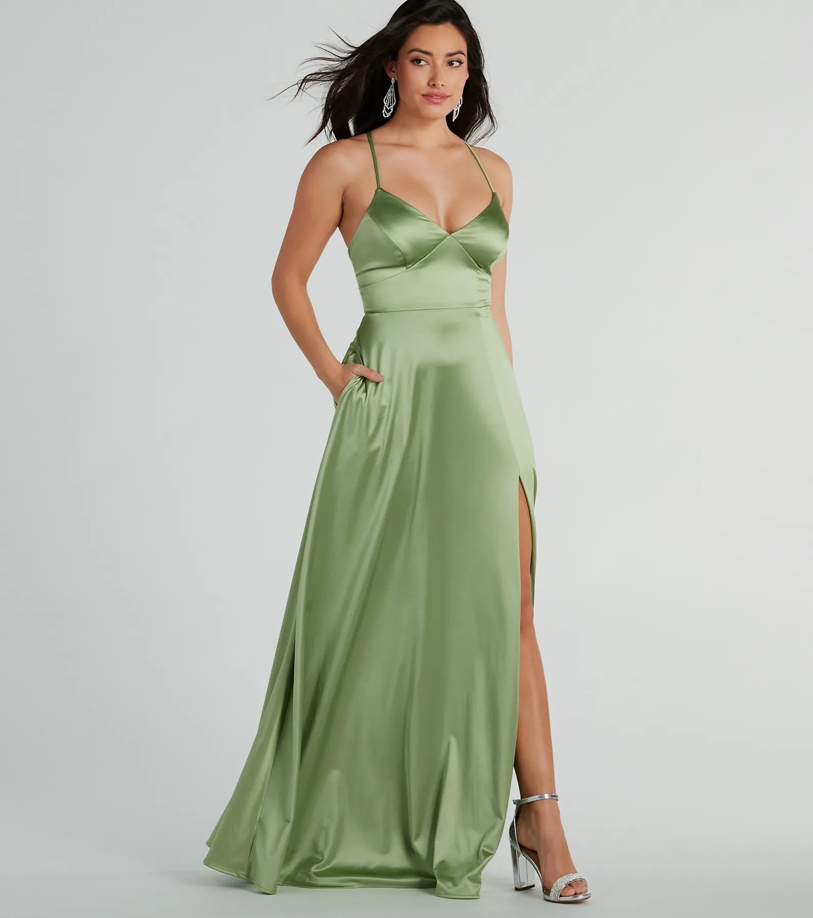 Vienna Lace-Up Satin A-Line Formal Dress