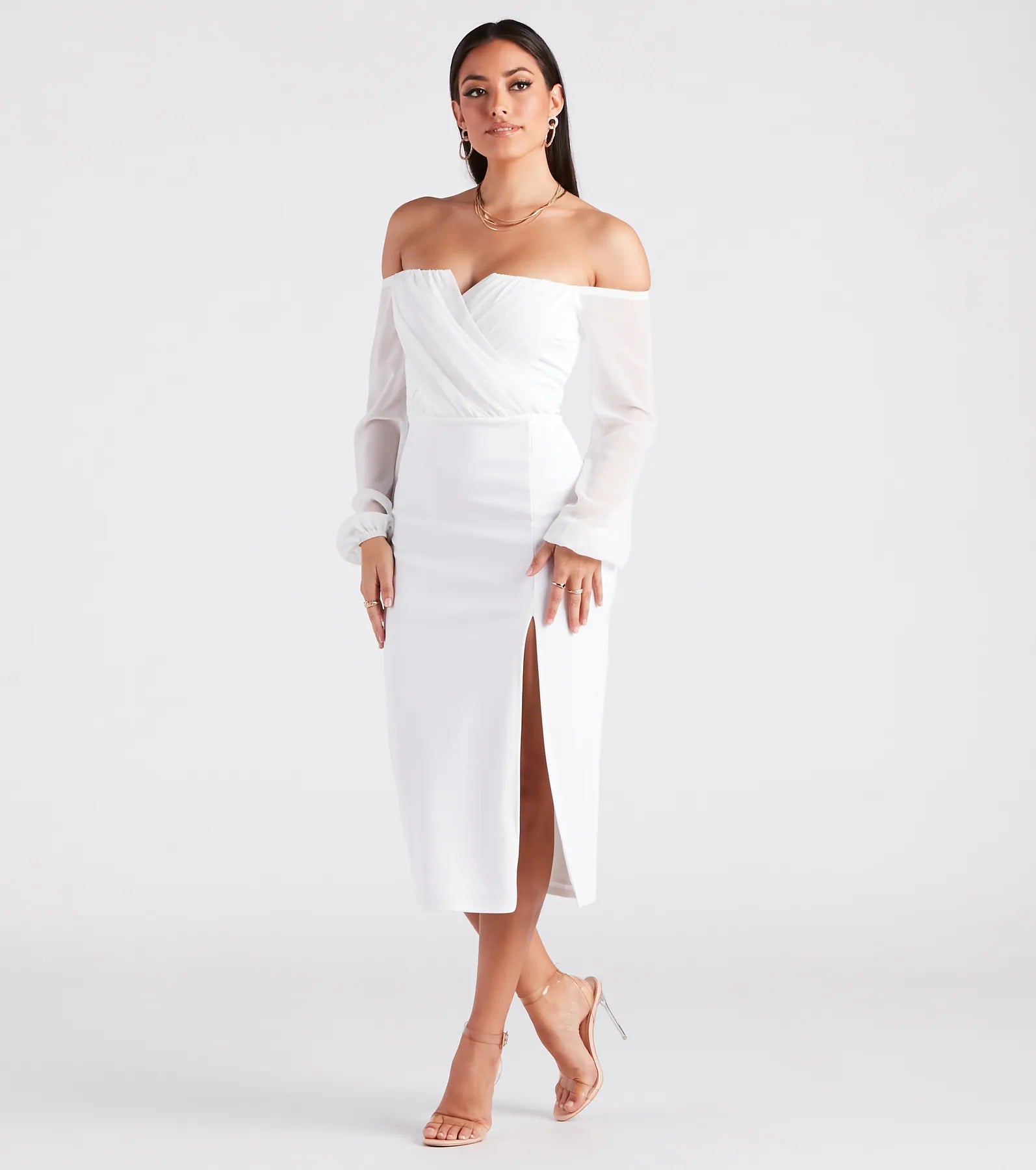 Jolene Formal Chiffon Off-The-Shoulder Dress