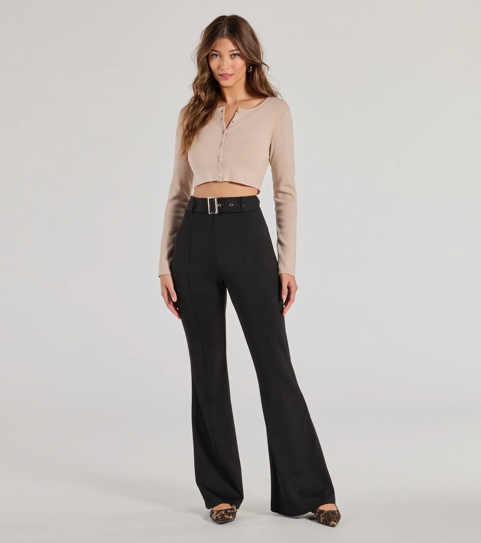 Polished Glam Belted Wide Leg Pants