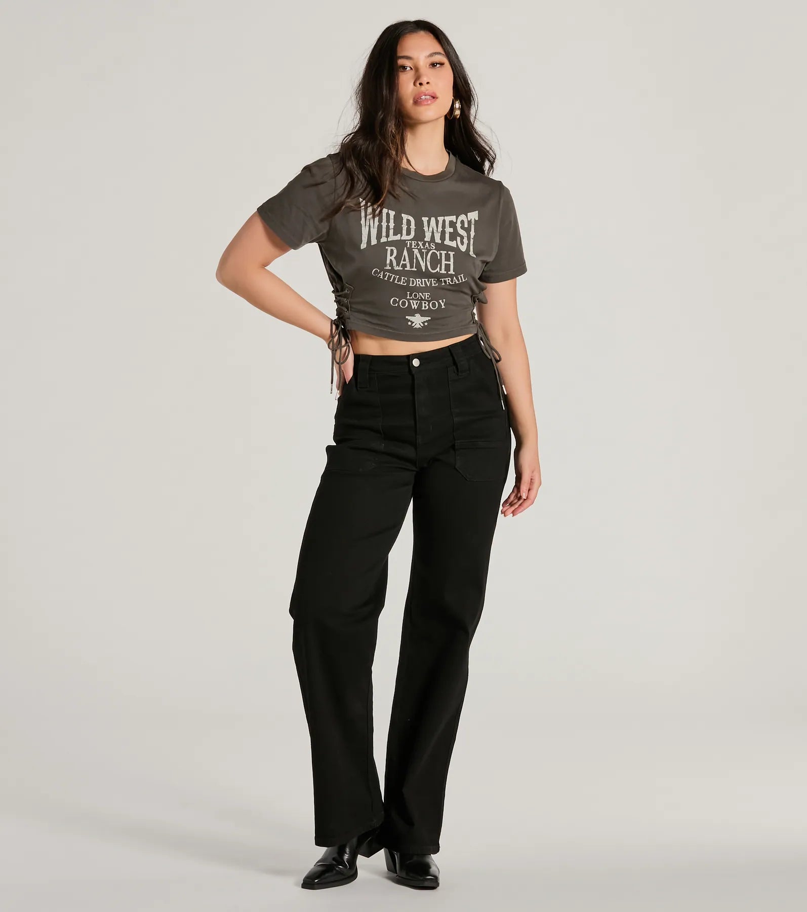 Wild West Lace-Up Crop Graphic Tee