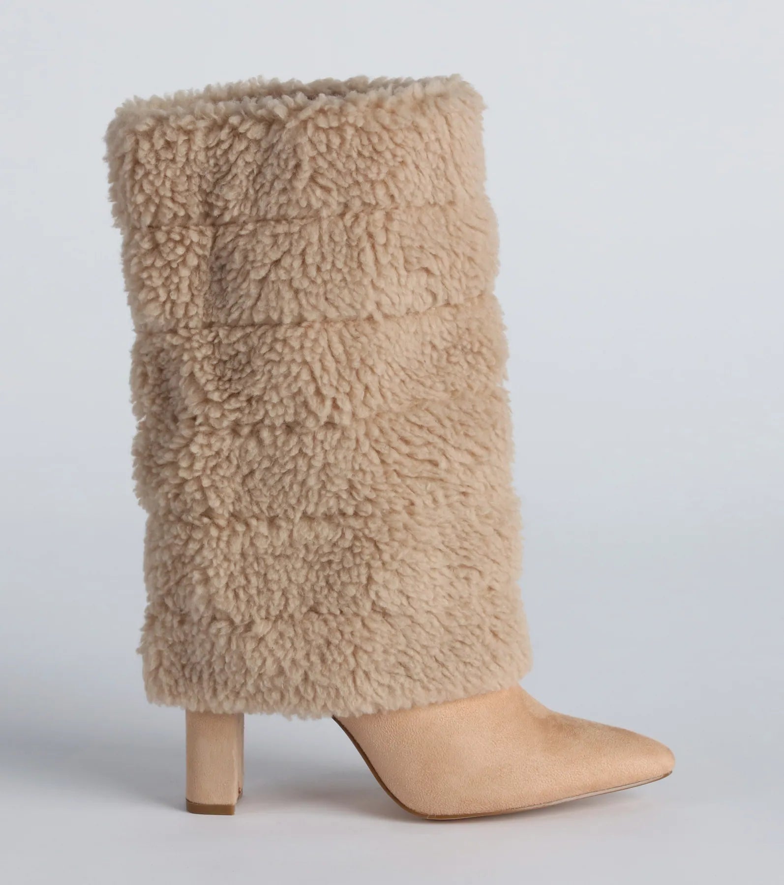 Cozy On Down Faux Sherpa Block Heel Booties