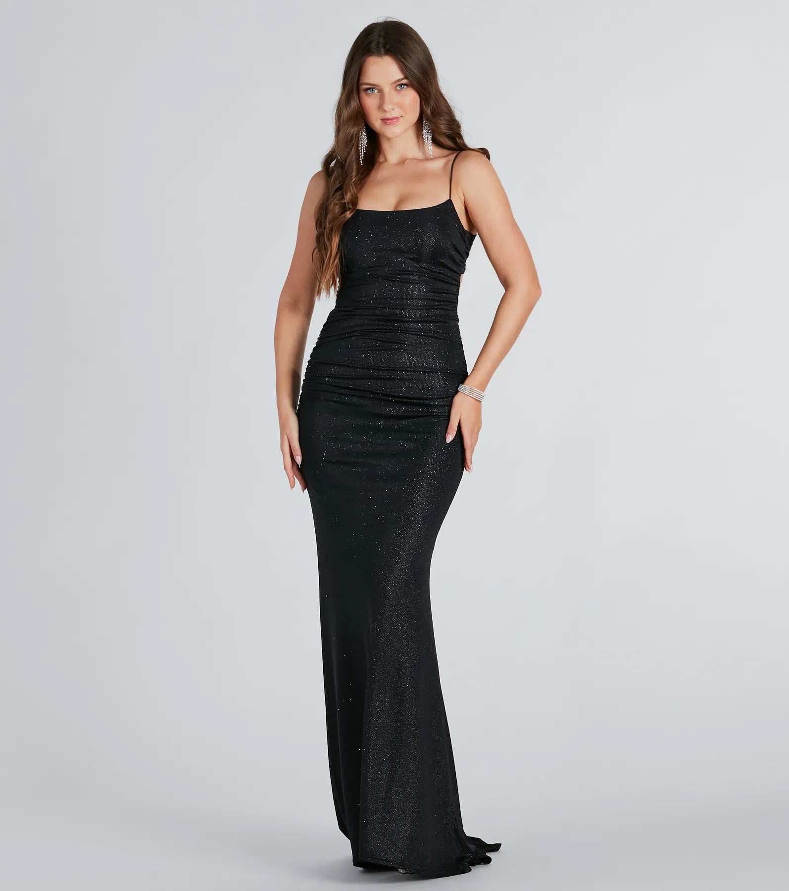 Britnee Formal Glitter Open Back Long Dress