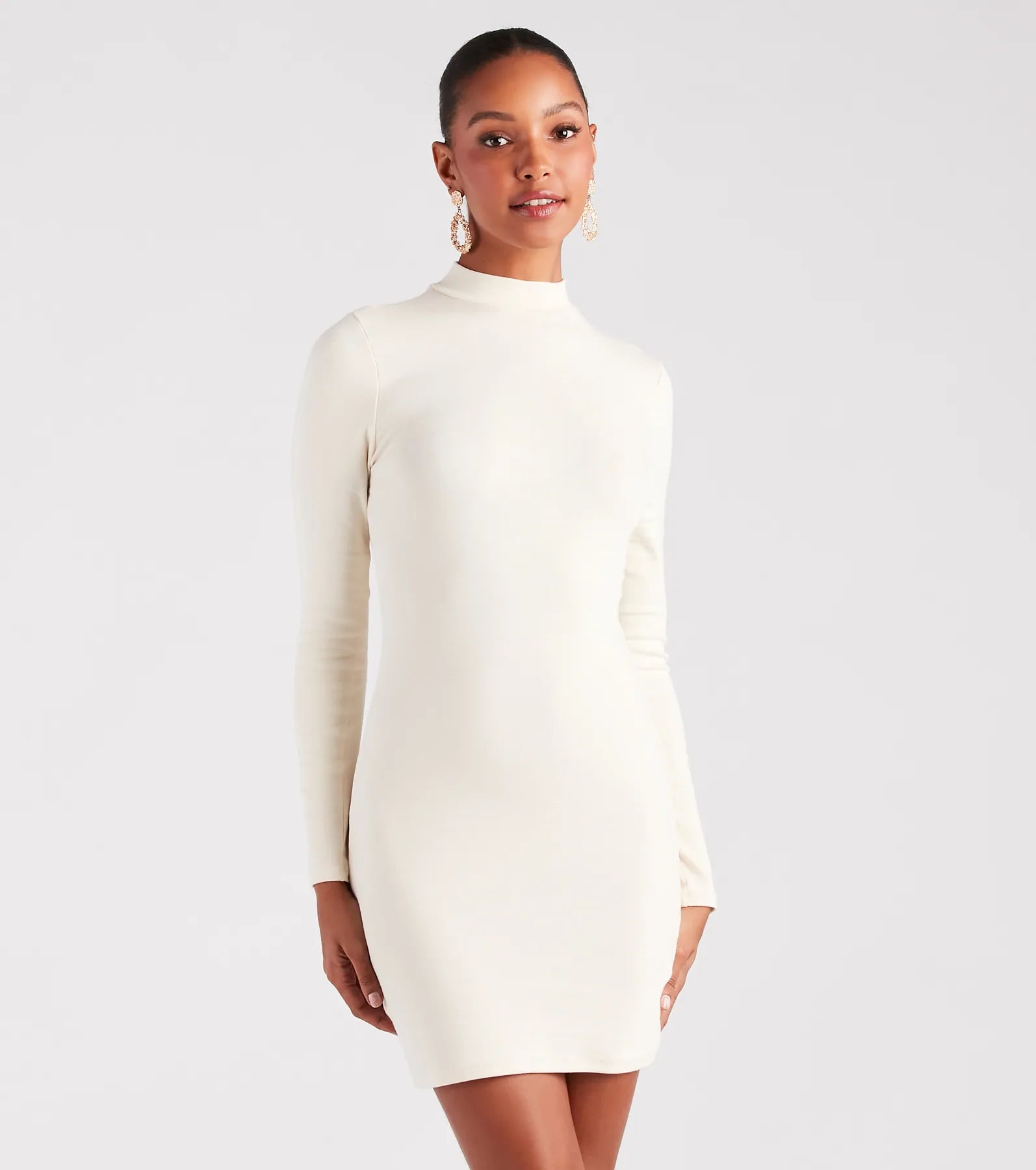 High Appeal Mock Neck Bodycon Mini Dress