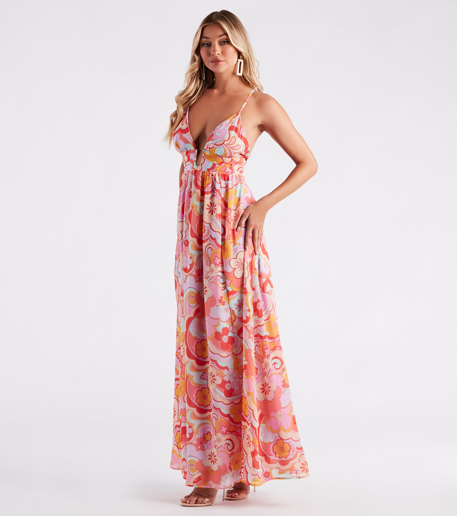 Electric Love Chiffon Floral Maxi Dress