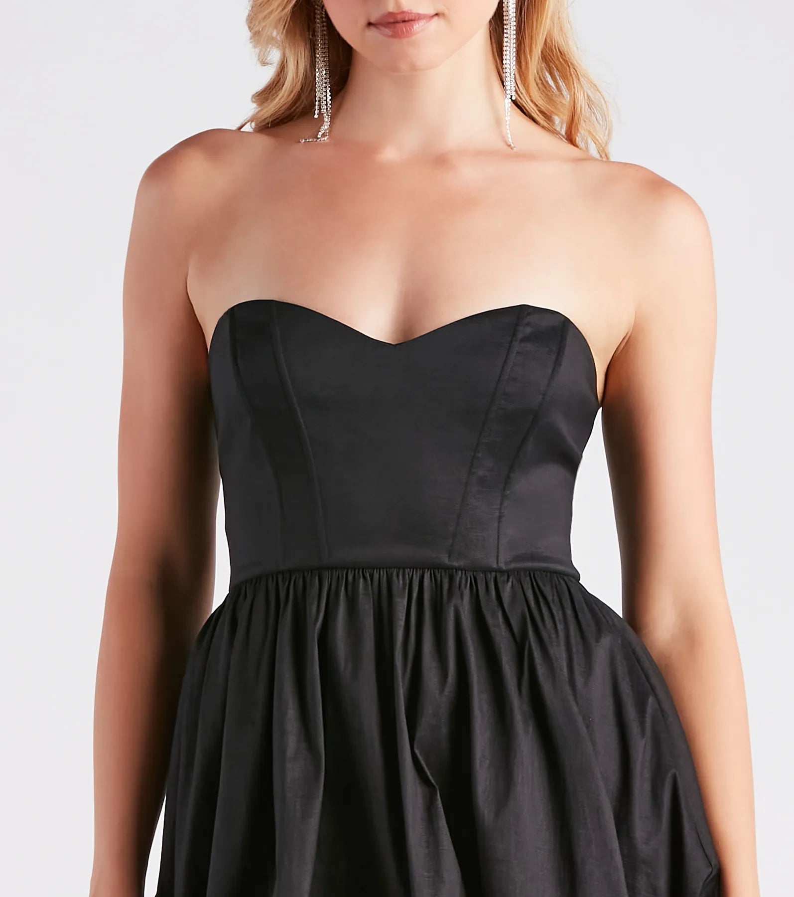 Colleen Taffeta Strapless Bubble Hem Dress