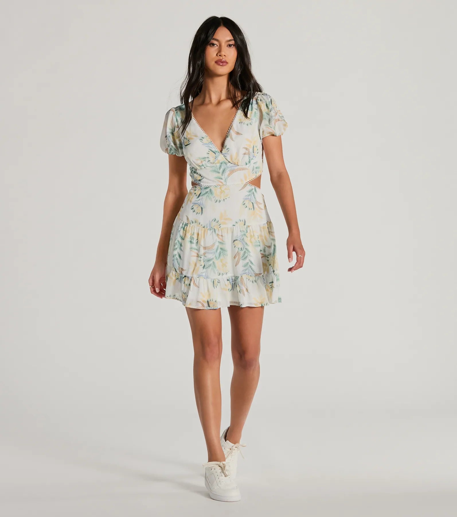 Island Oasis Tropical Cutout Skater Dress