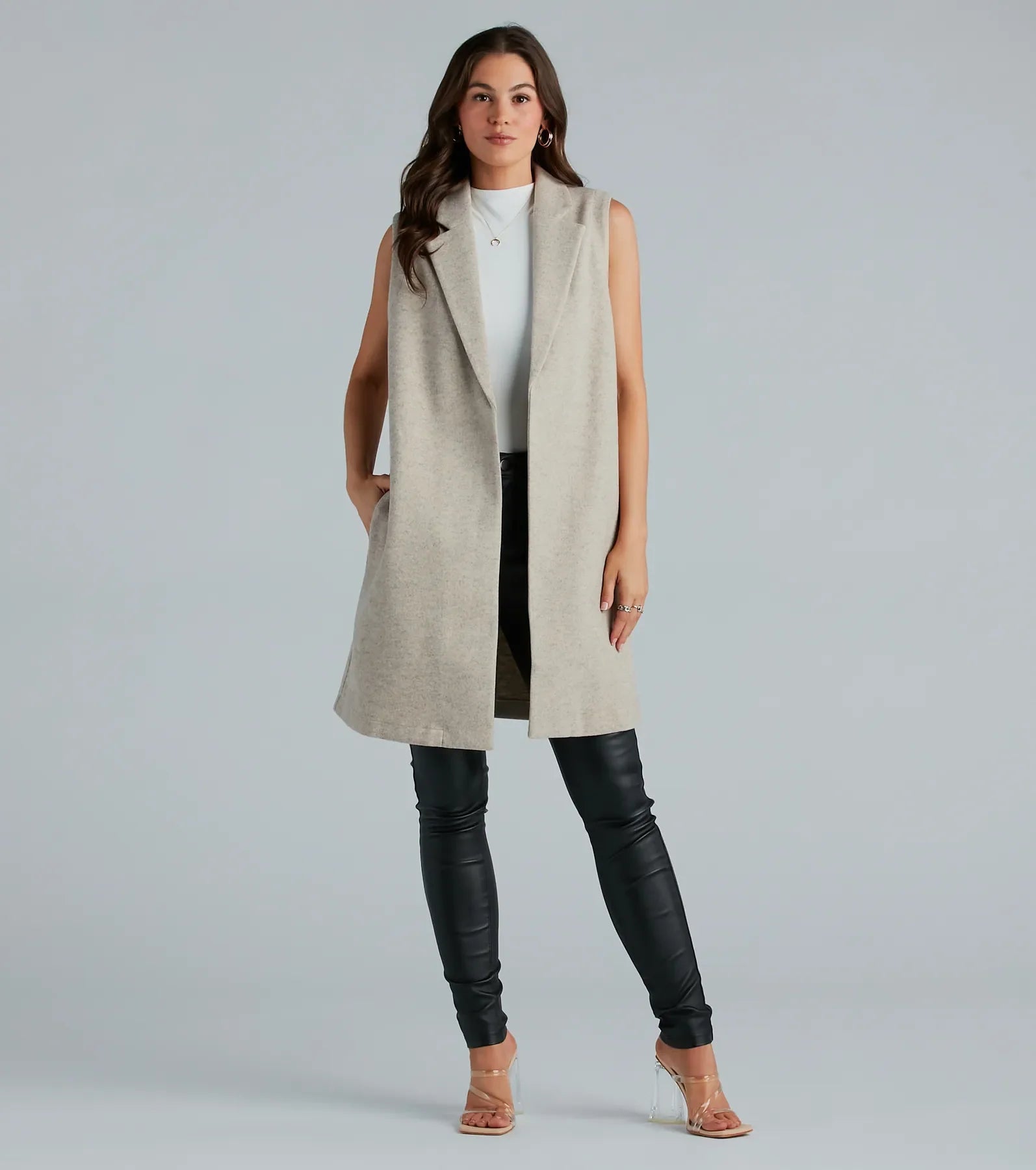 Invested To Style Faux Wool Long Vest