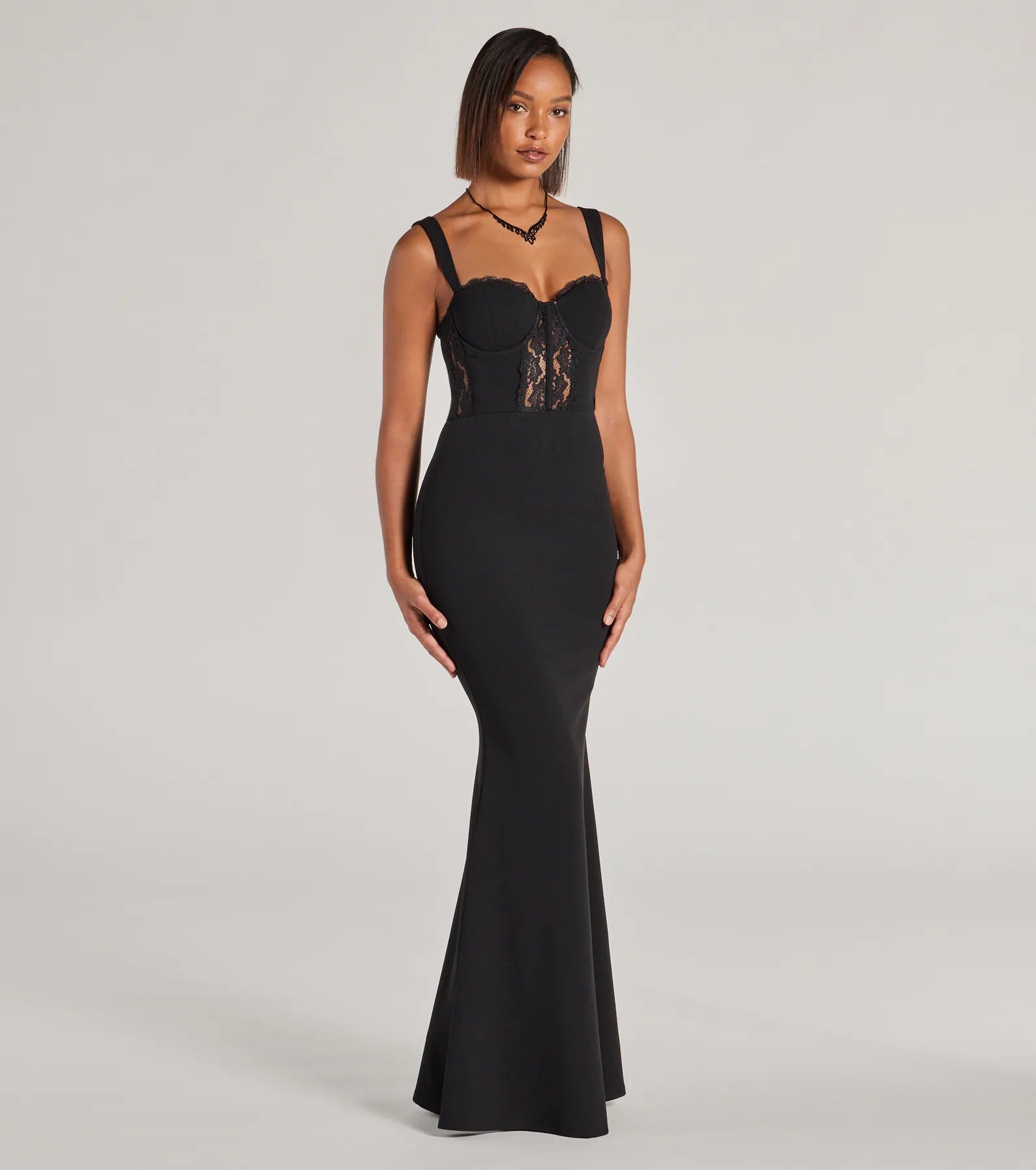 Aspen Sweetheart Lace Crepe Mermaid Formal Dress