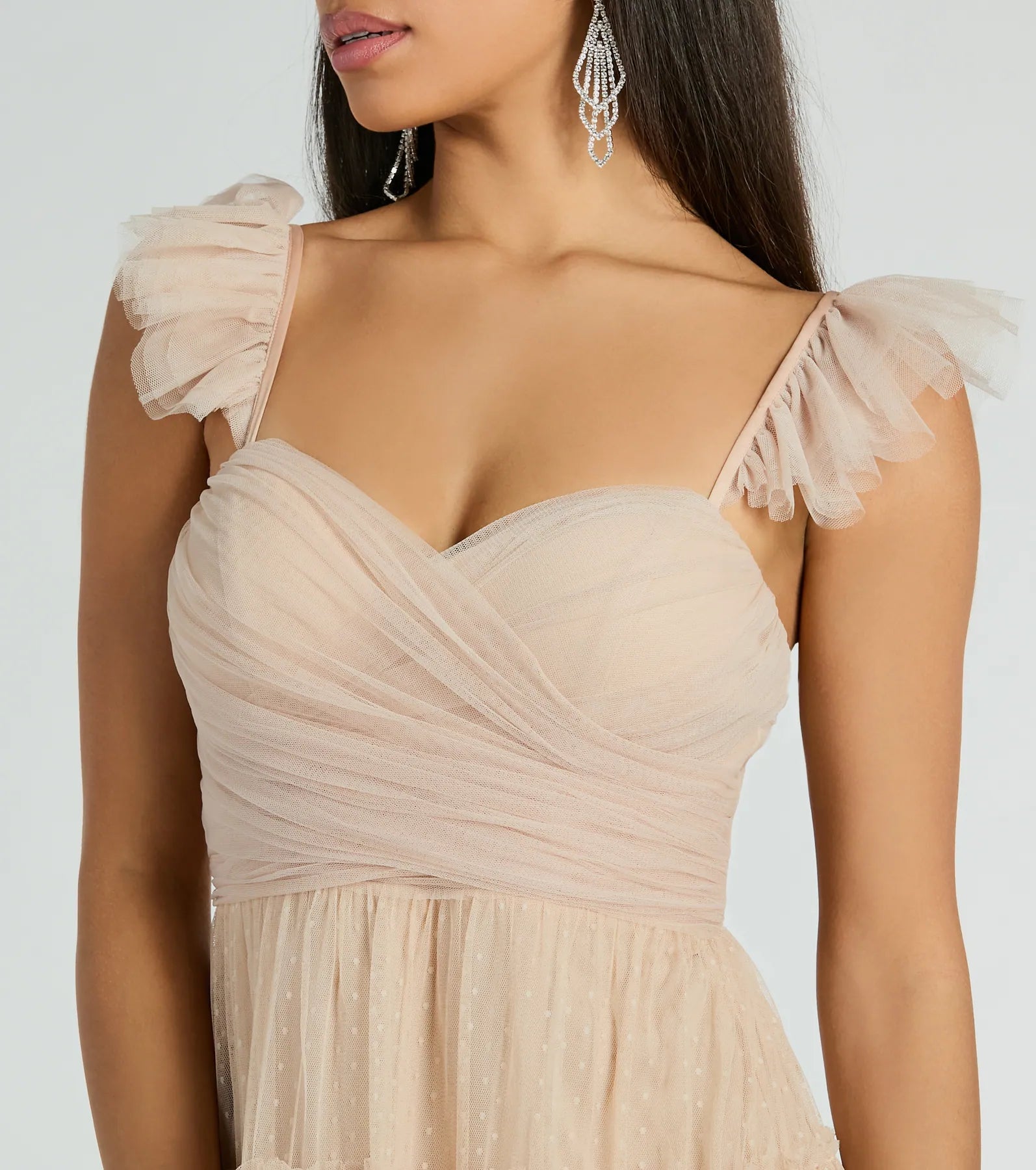 Gillian Sleeveless Ruffled A-Line Tulle Formal Dress