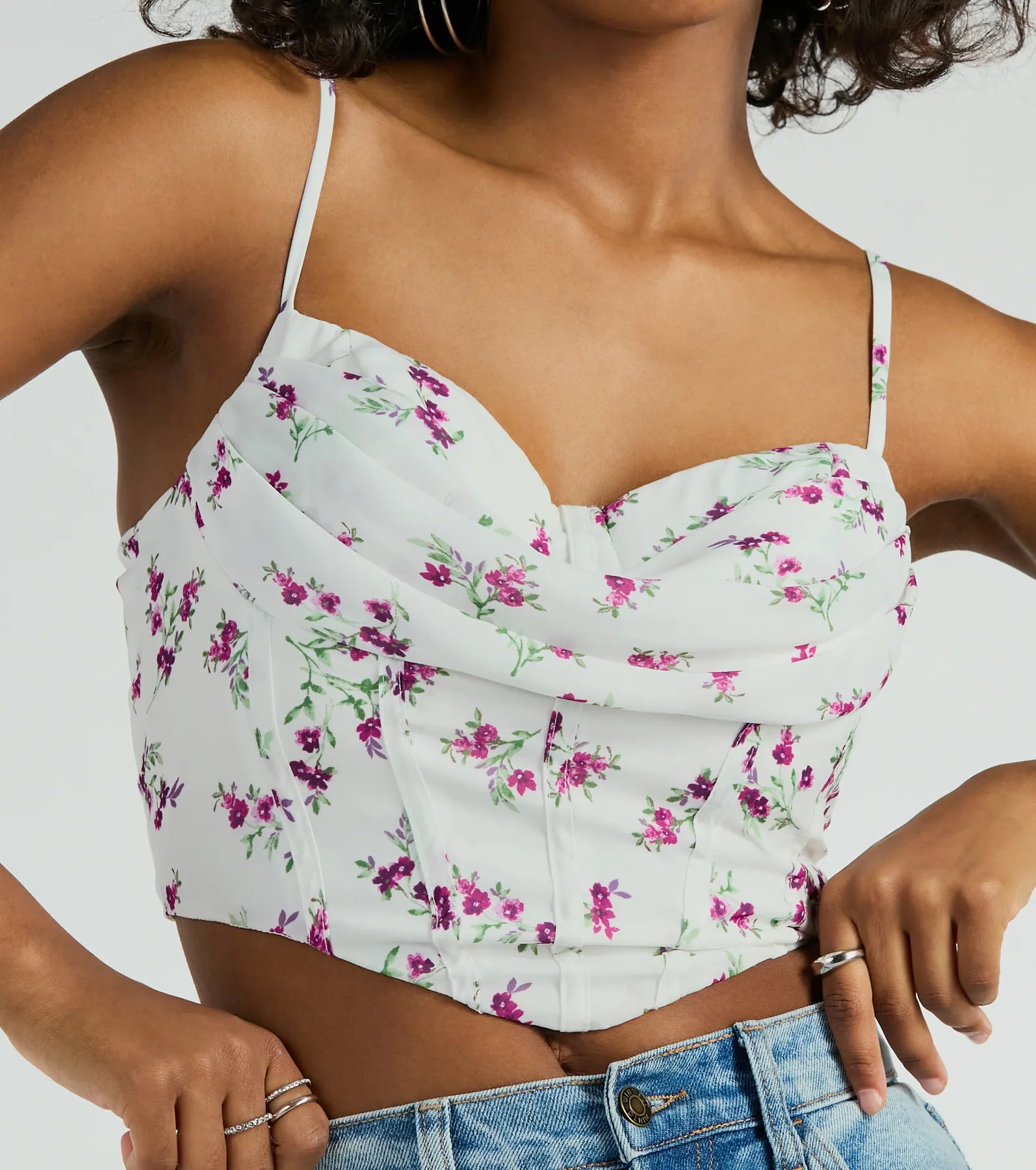 Perfect Harmony Cowl Neck Floral Crop Top