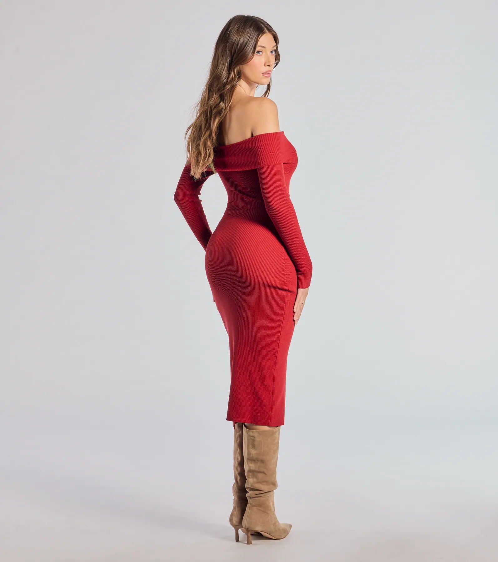 Keeping Knit Chic Long Sleeve Midi Dress