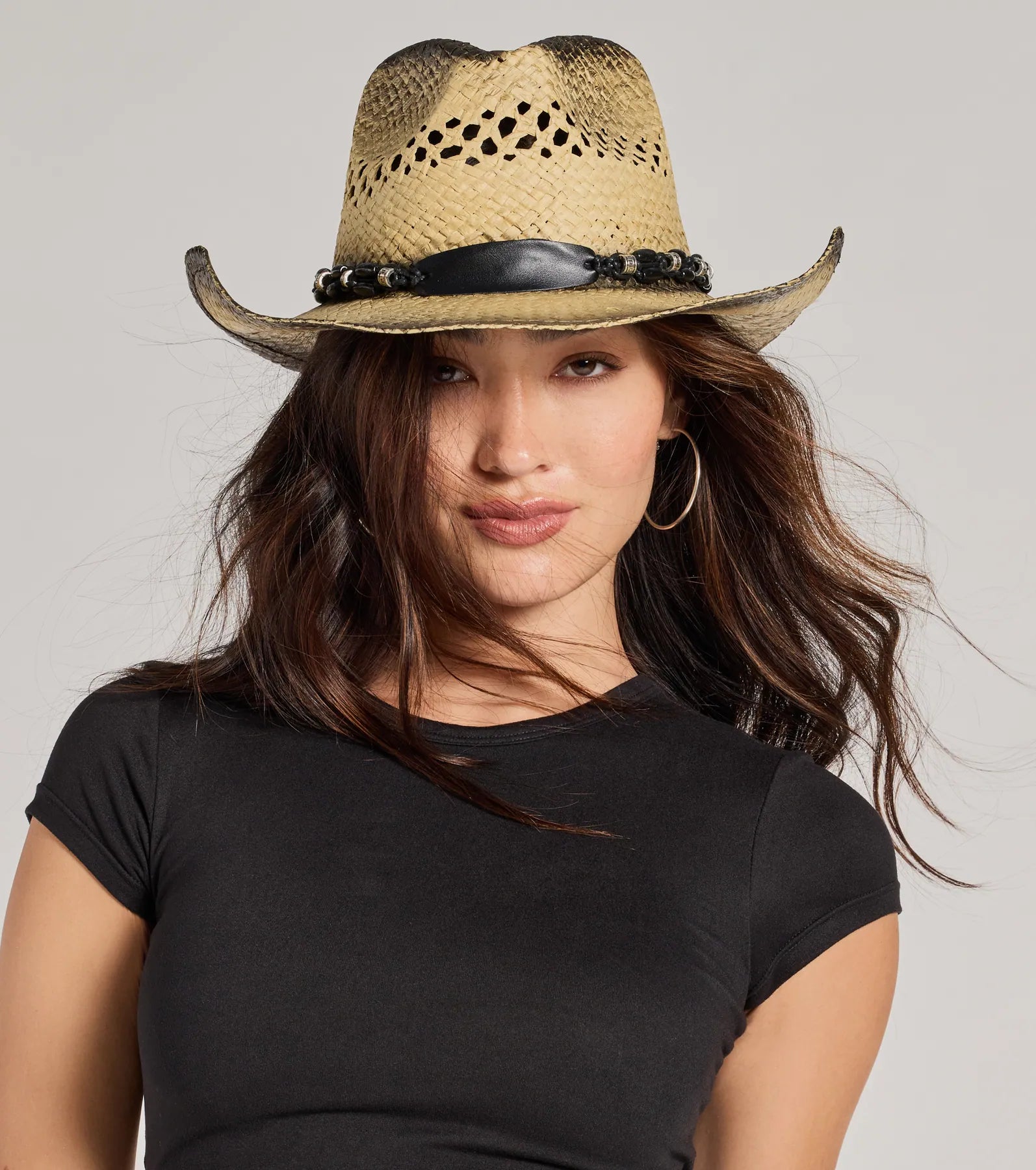 Simple Life Beaded Straw Cowboy Hat