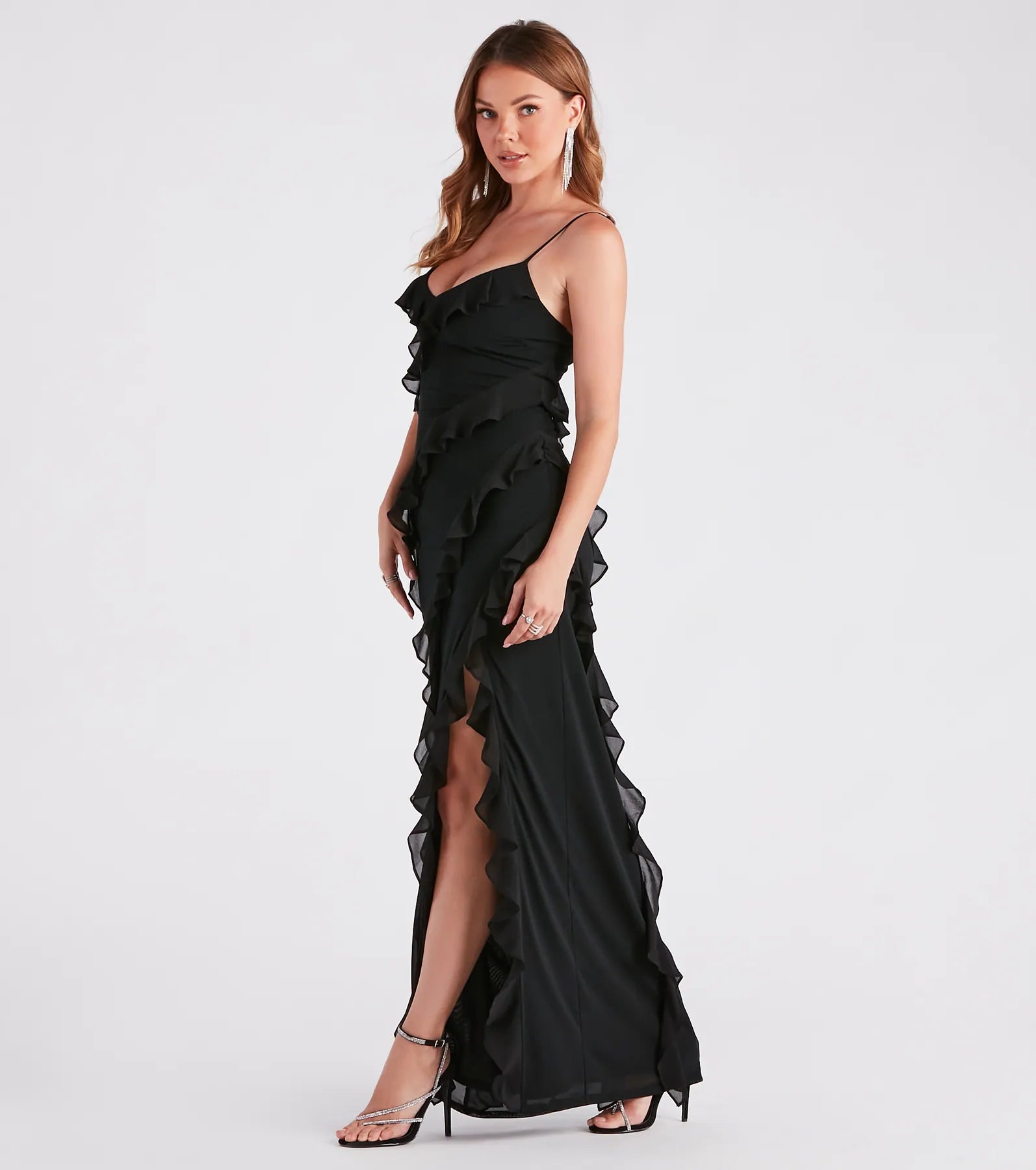 Melrose Formal Mesh Ruffle Mermaid Dress