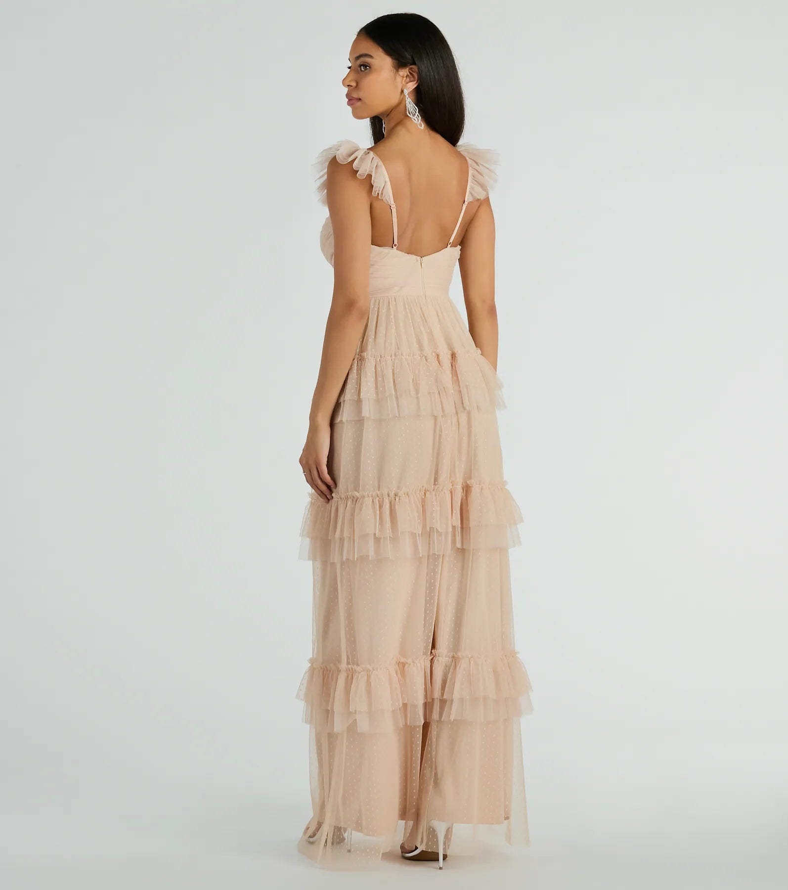 Gillian Sleeveless Ruffled A-Line Tulle Formal Dress