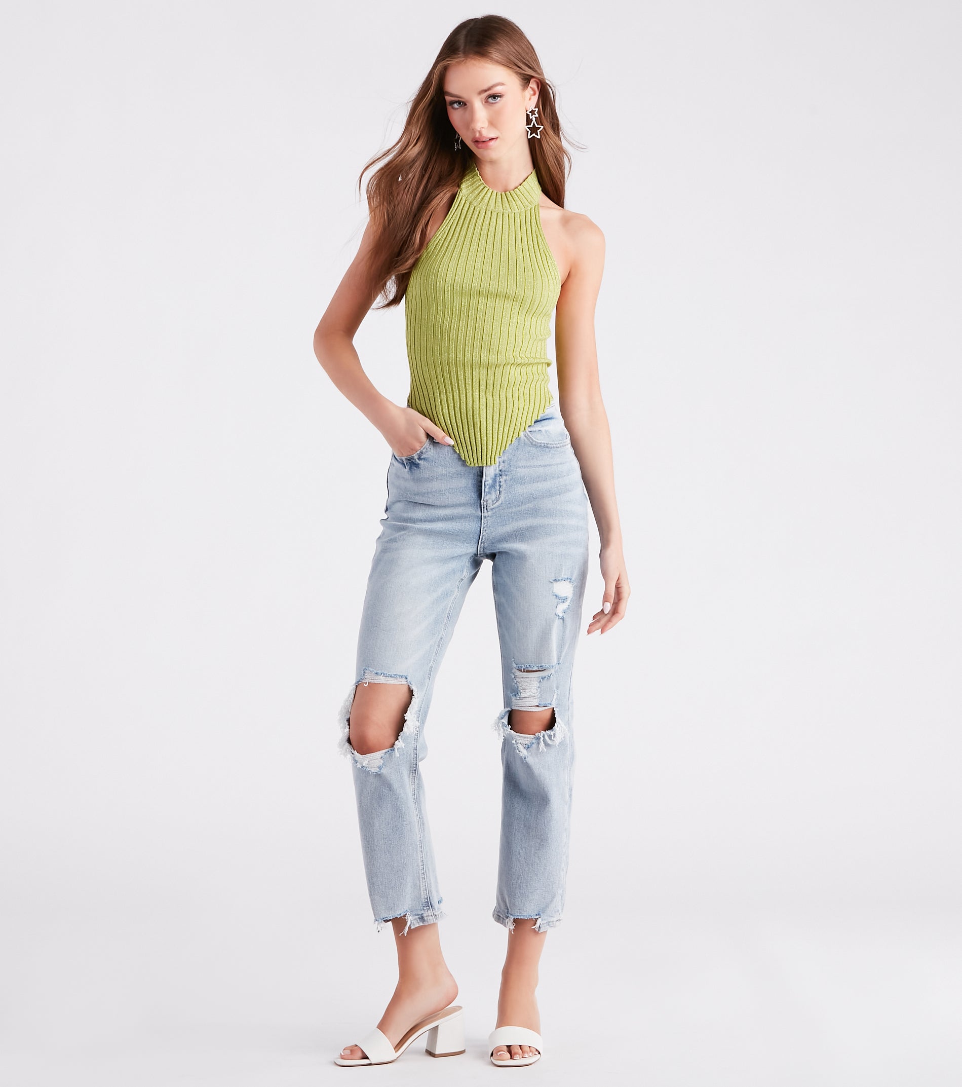 Summer Glow Asymmetric Halter Top