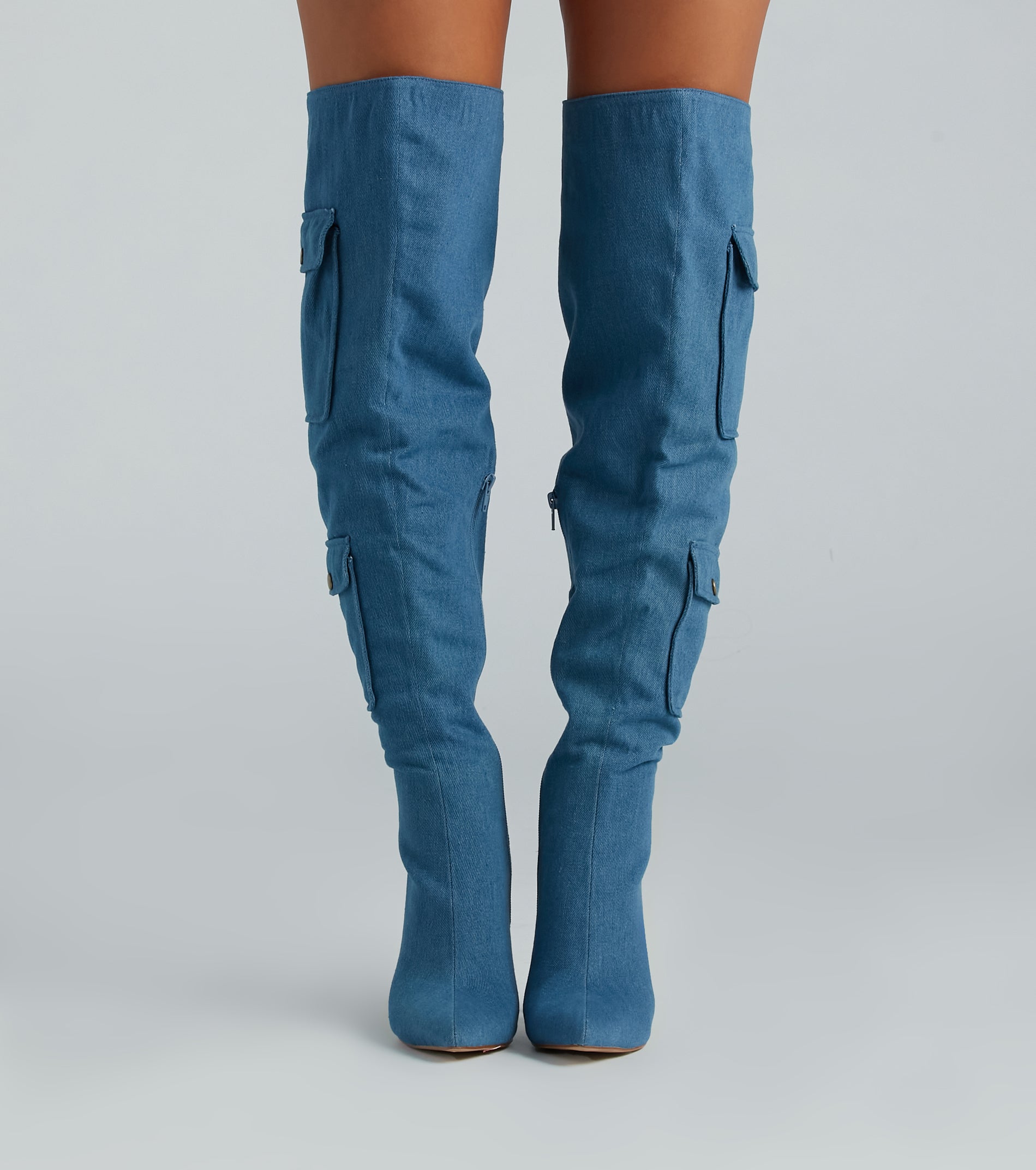 Bold Babe Denim Over-The-Knee Stiletto Boots