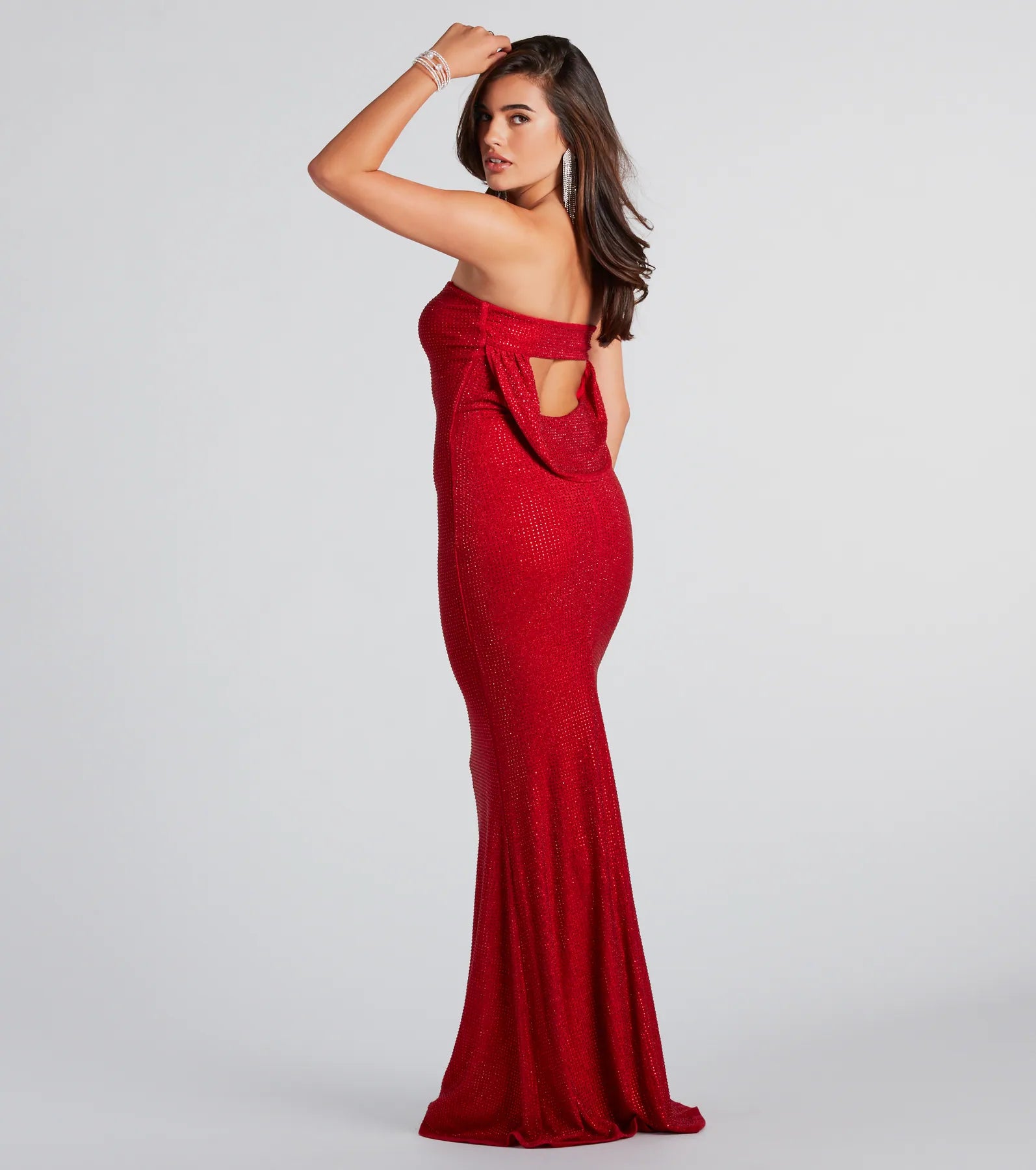 Ana Formal Rhinestone Cowl Back Long Dress