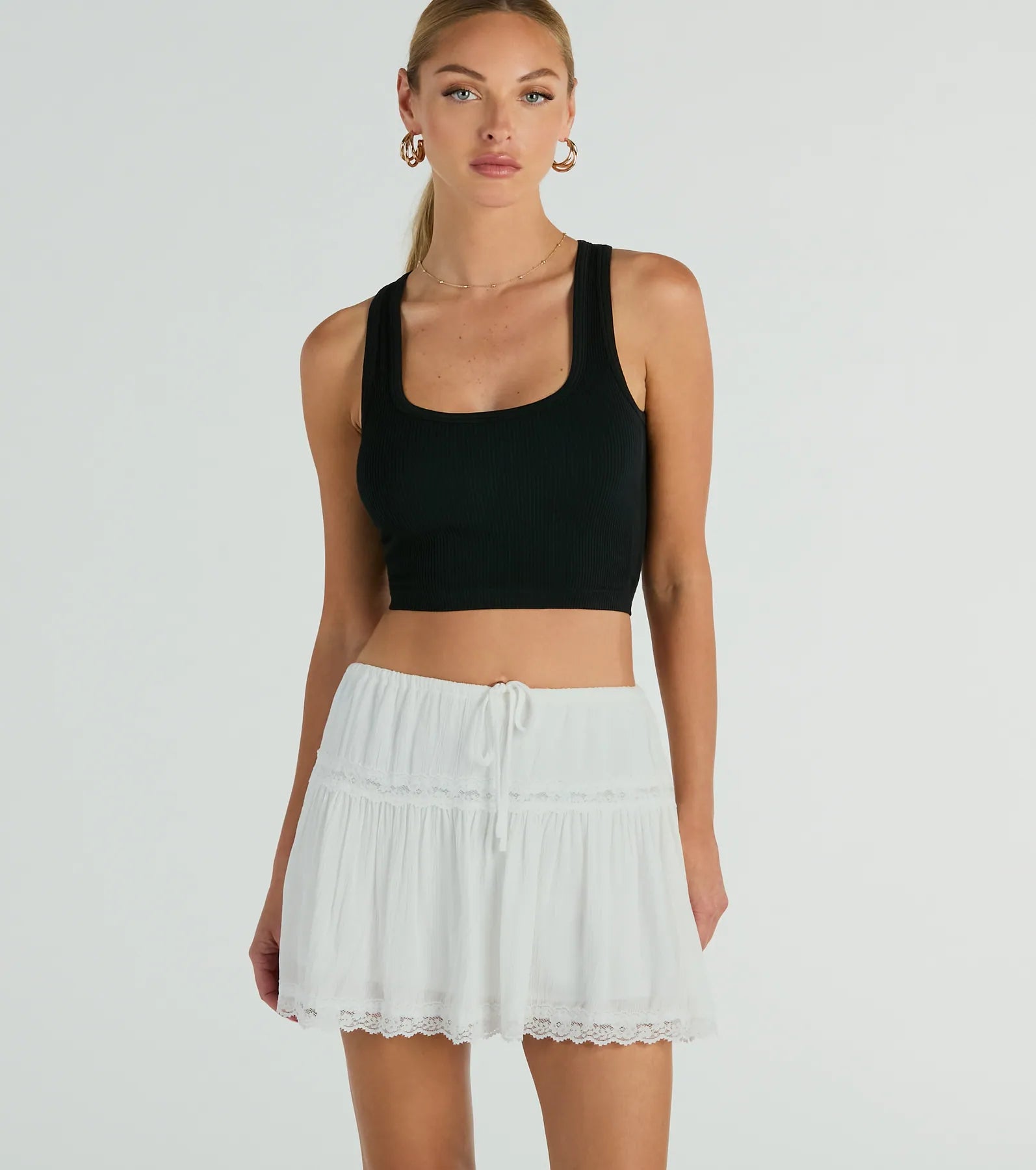 On The Prairie Lace Trim A-Line Mini Skirt