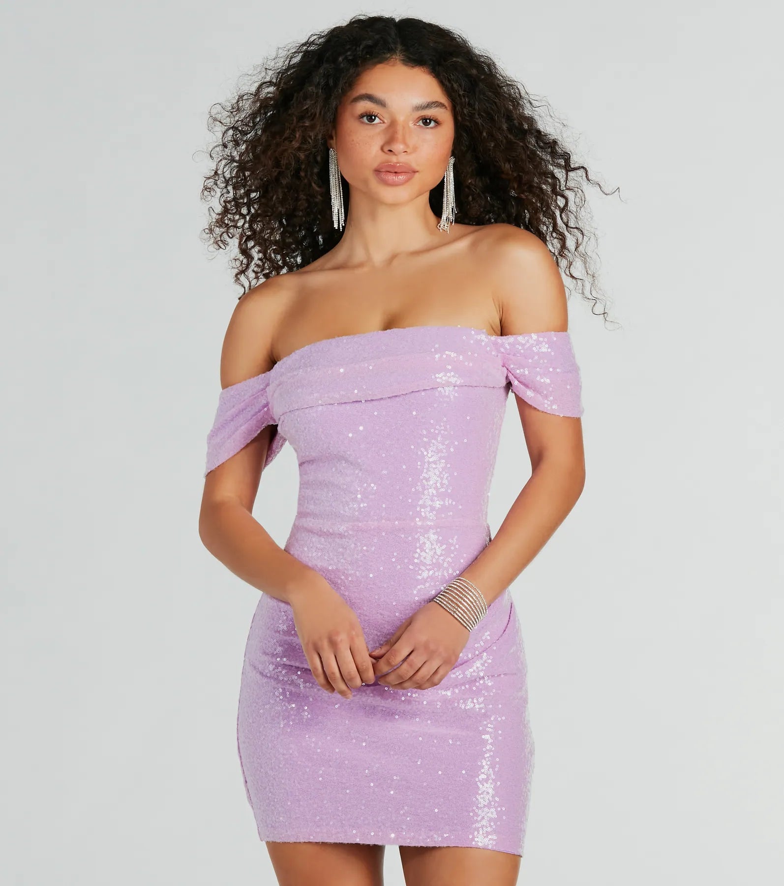 Paulina Sequin Off-The-Shoulder Party Dress