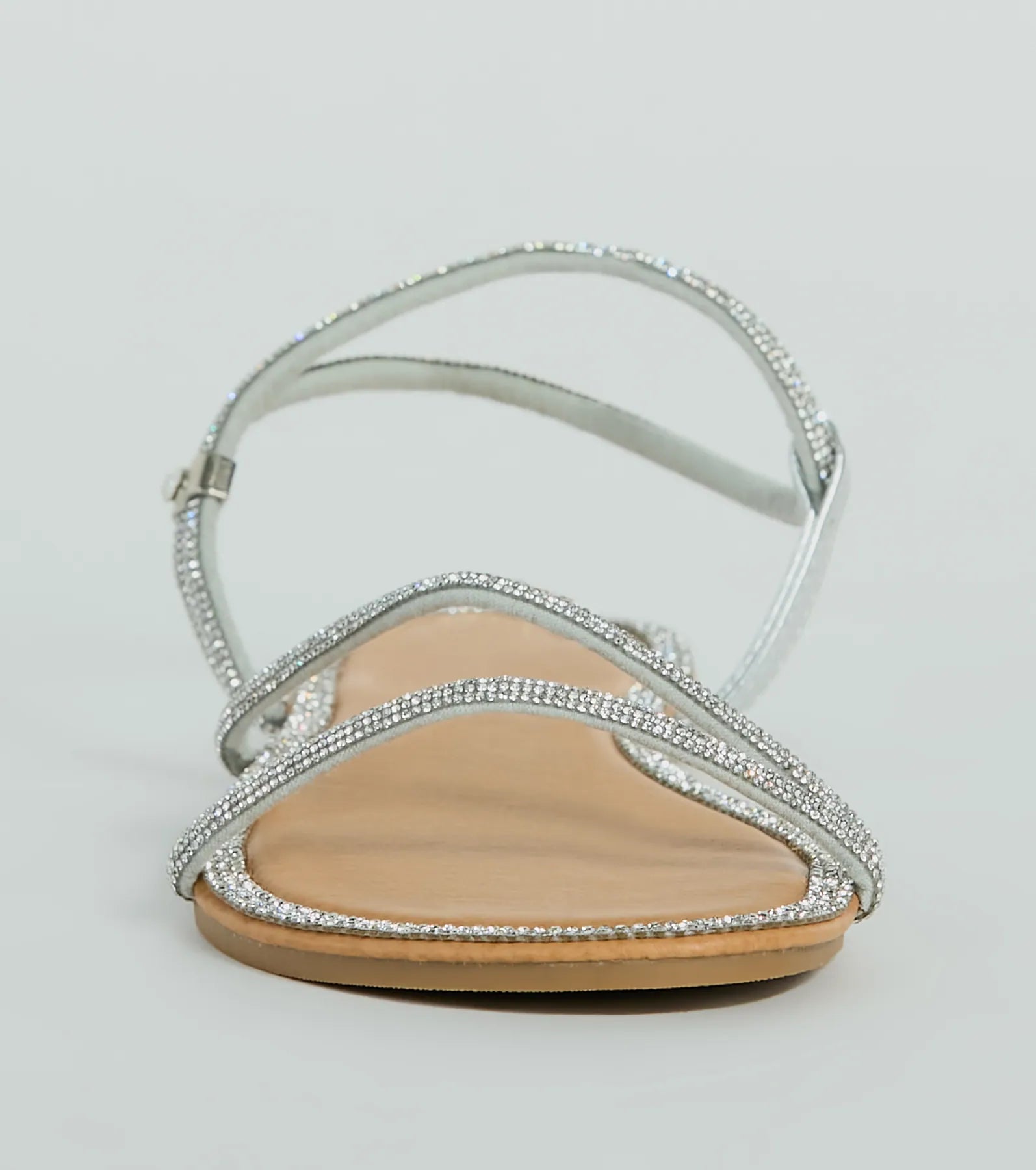 Glamour Steps Rhinestone Strappy Flat Sandals