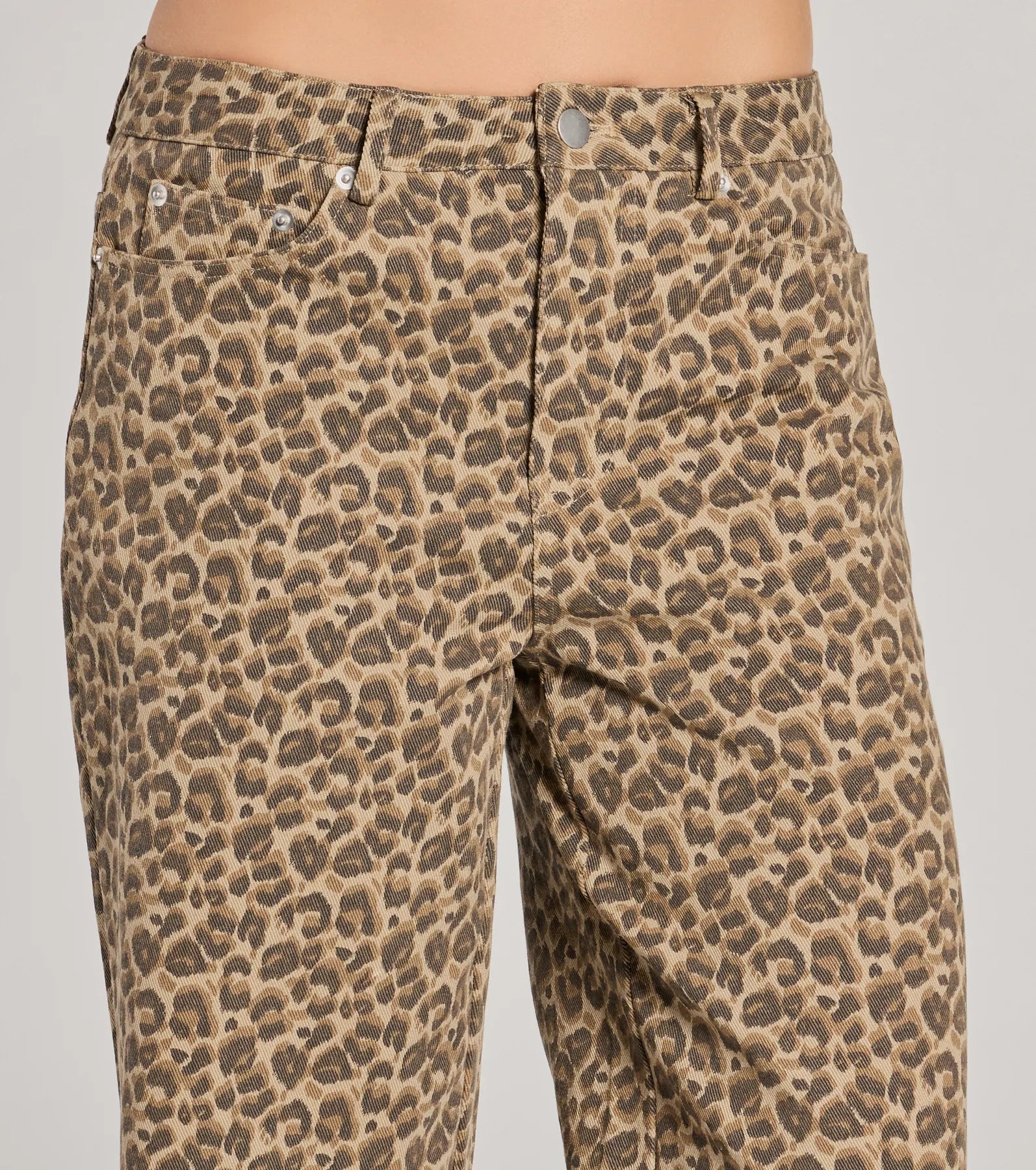 Wildly Chic Mid-Rise Leopard Print Baggy Pants