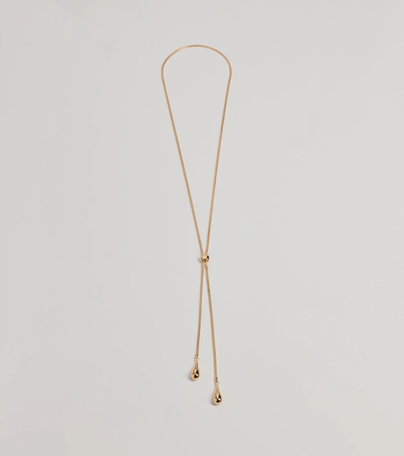 Sleek Teardrop Charm Lariat Necklace