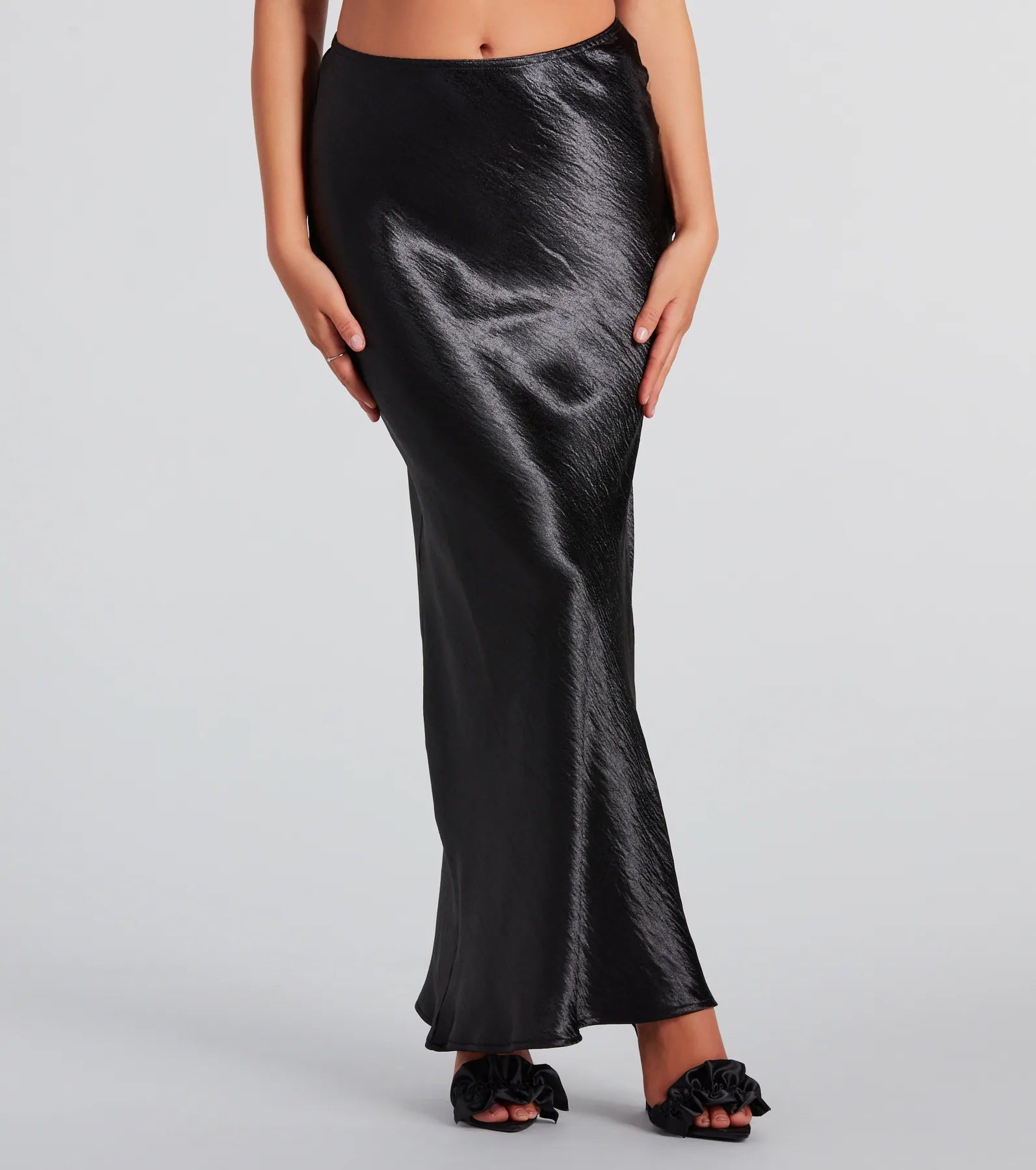 Iconic Sheen Crinkle Satin Maxi Skirt