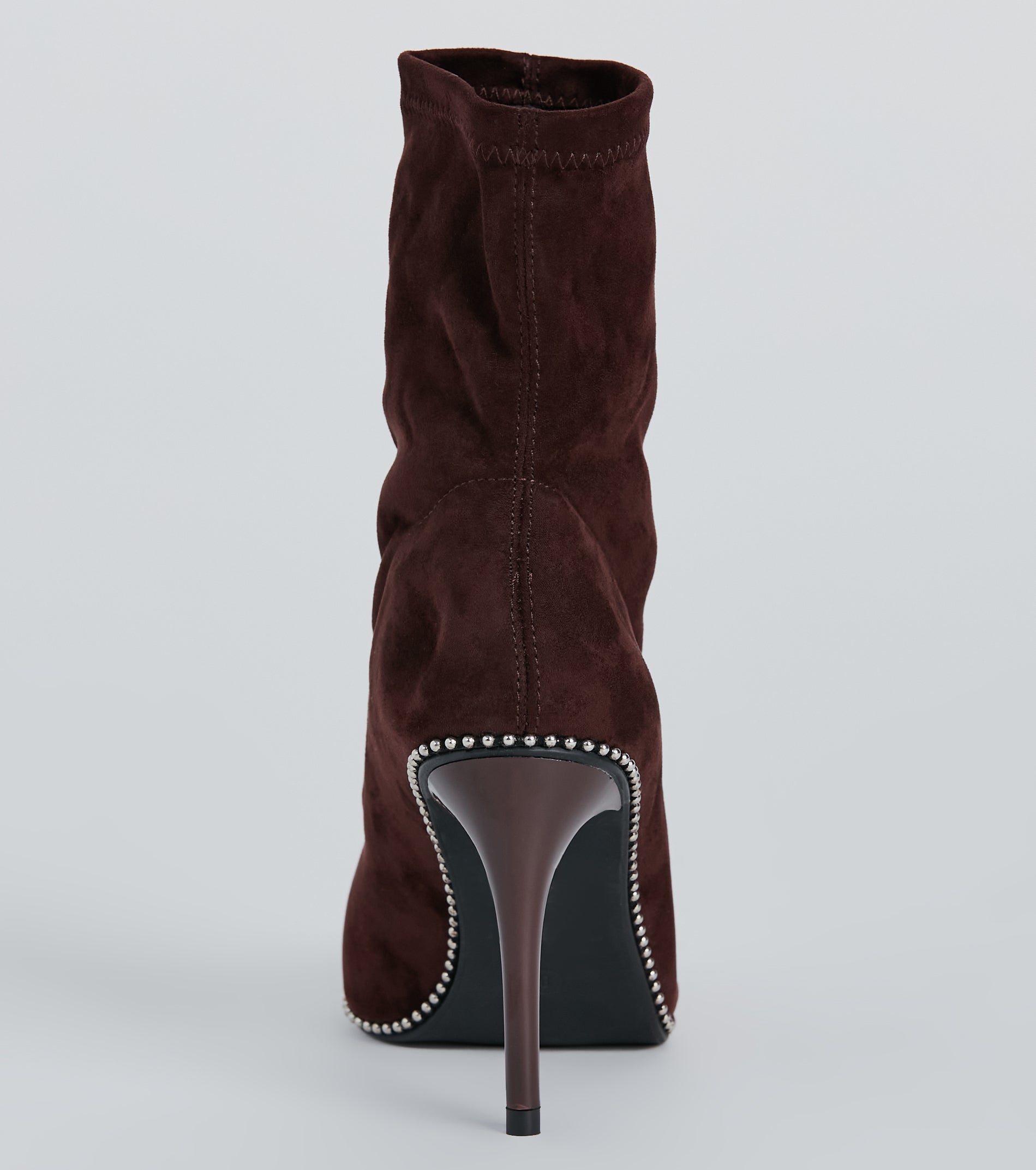 Walk Like A Stud Faux Suede Stiletto Booties