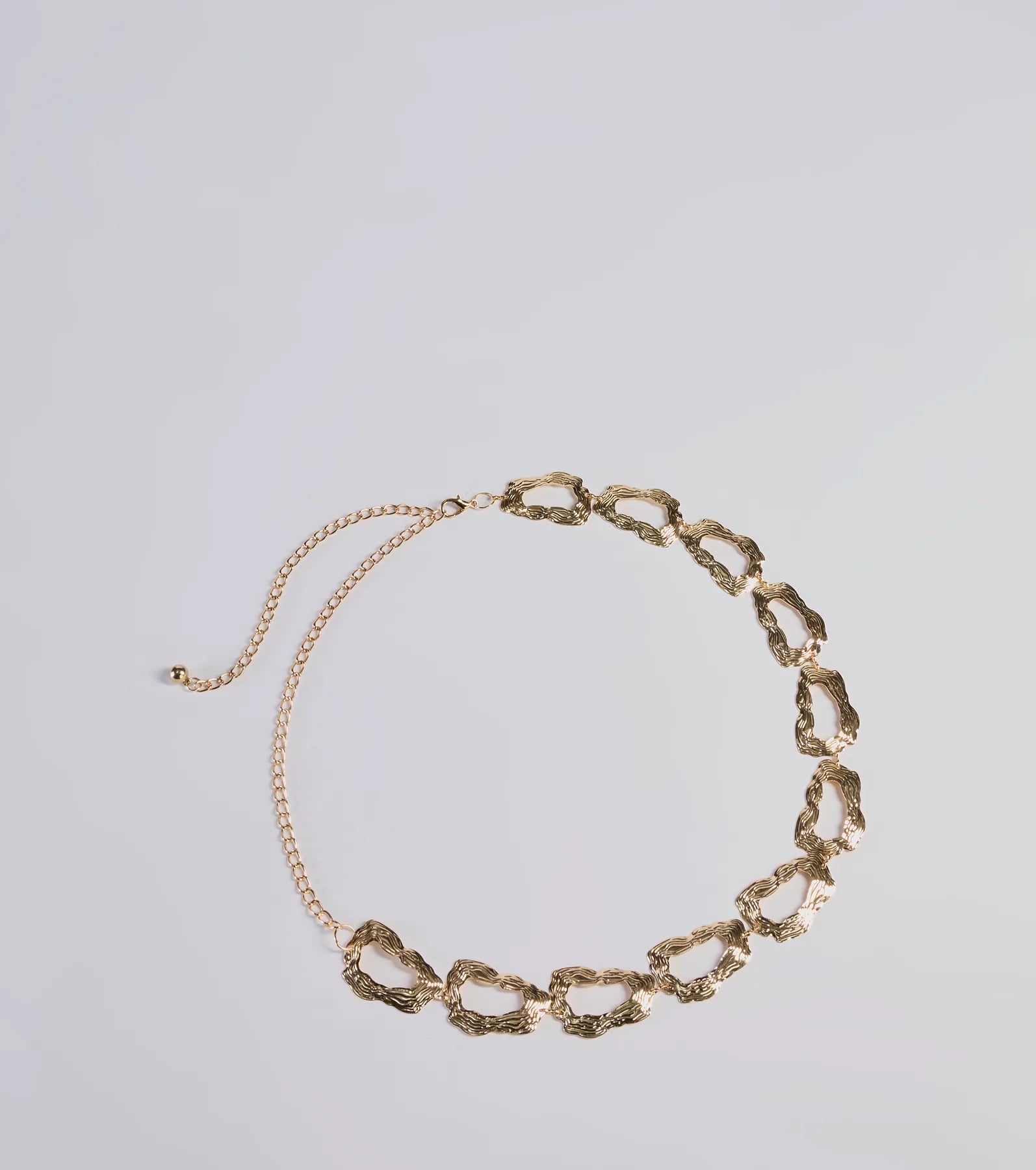 Boldly Chic Abstract Hammered Metal Chain Belt