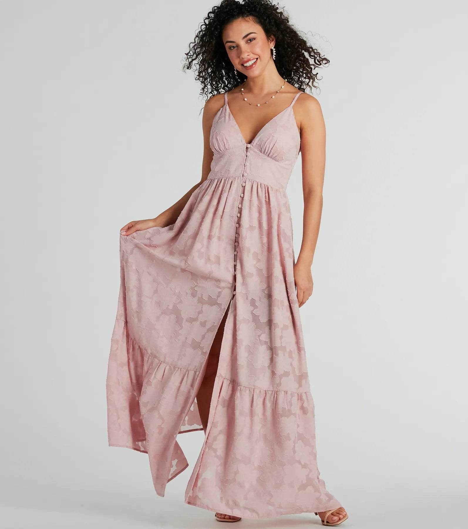 Effortless Beauty Chiffon Burnout Floral Maxi Dress