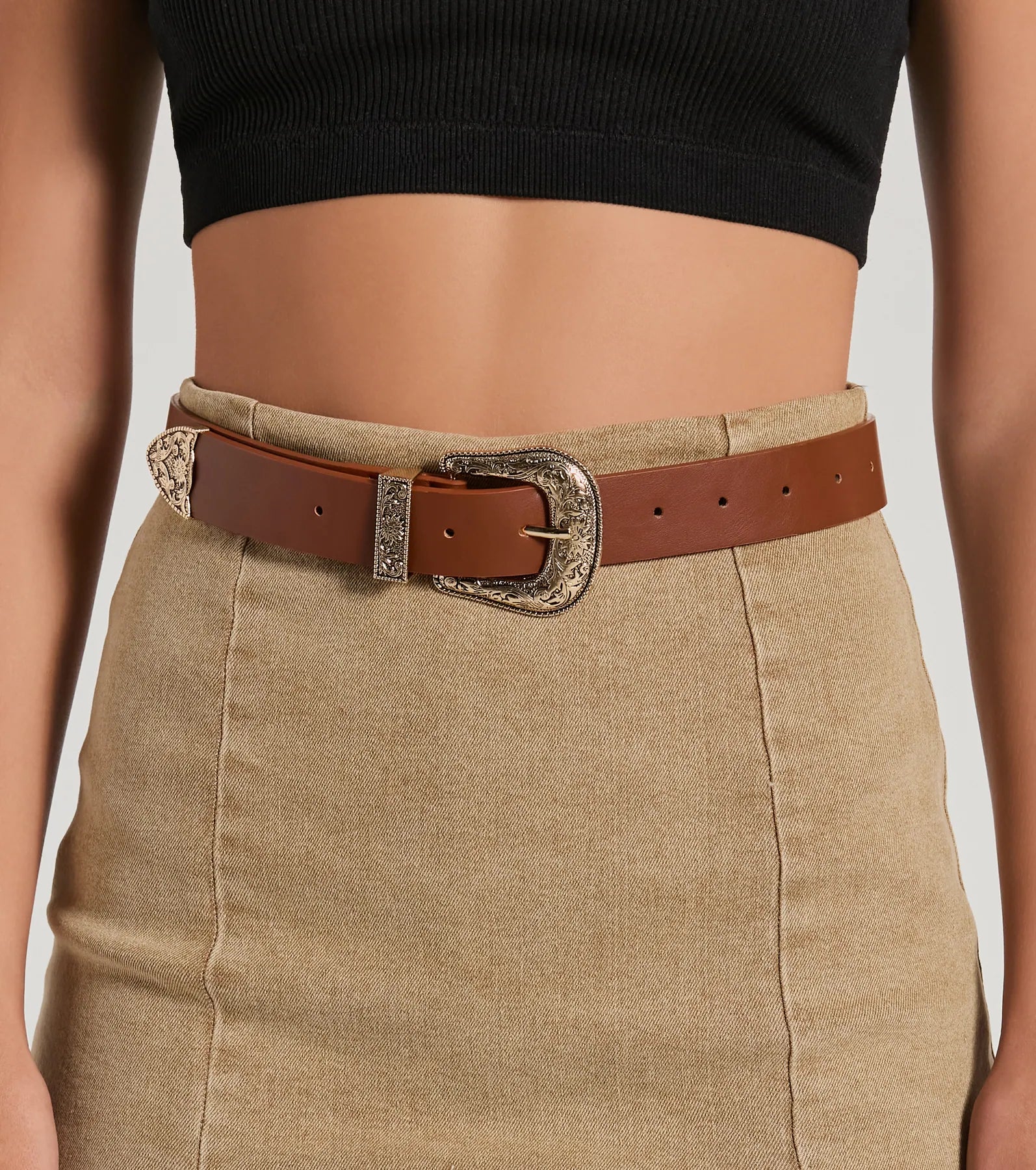 Home On The Range Faux Leather Western Belt