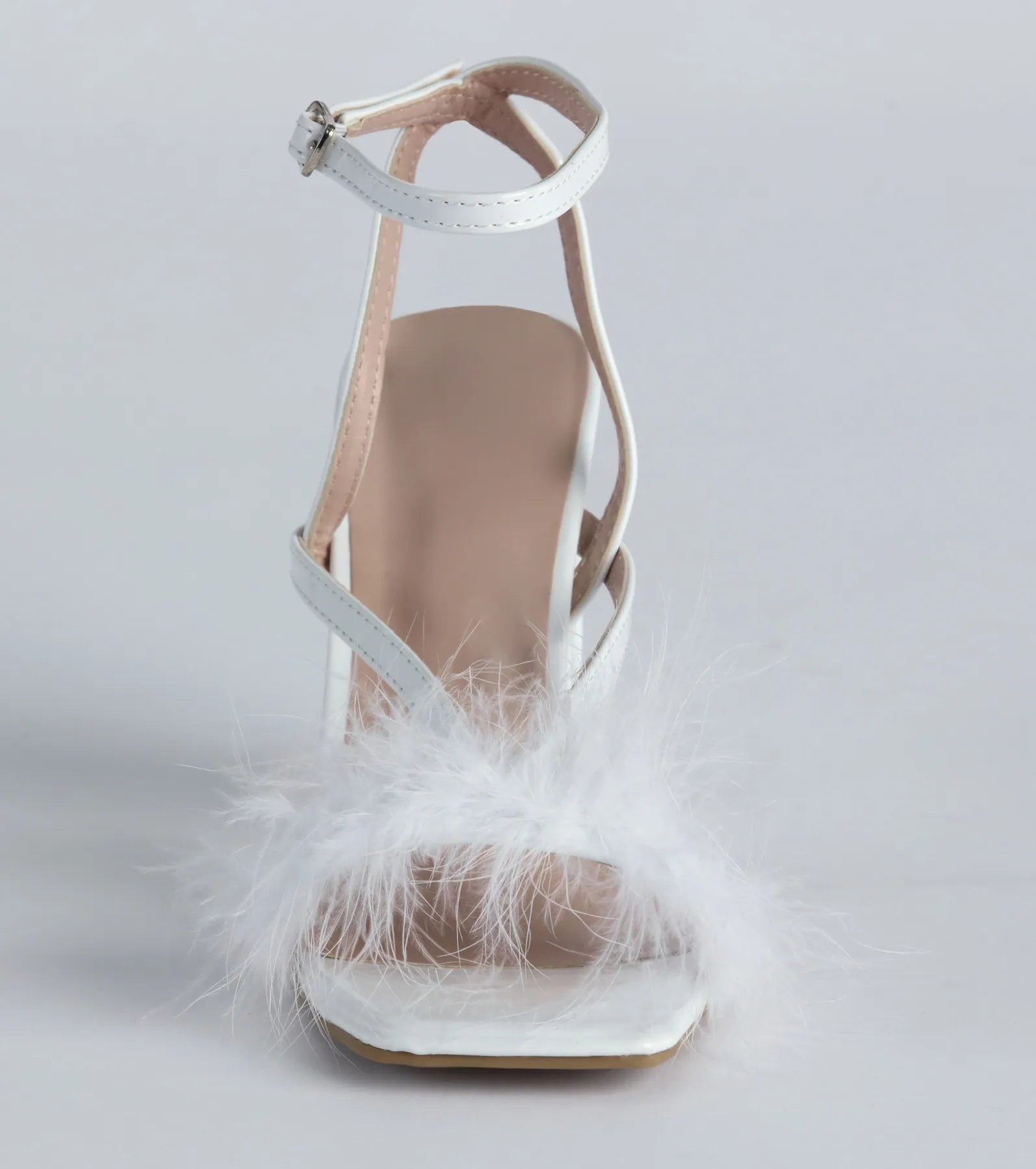 Fabulous Strut Marabou Strappy Block Heels