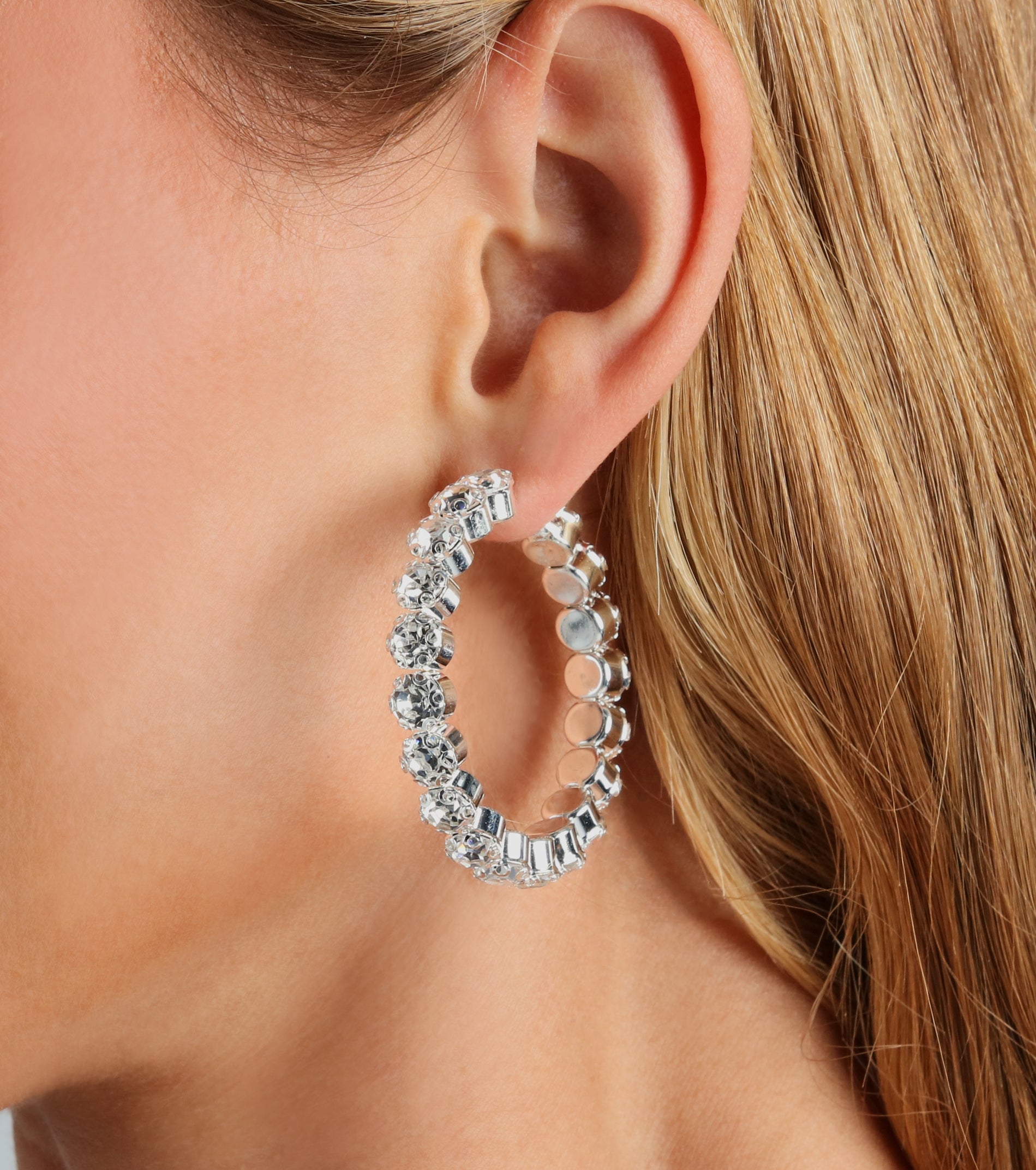 Living The Glam Life Rhinestone Hoop Earrings