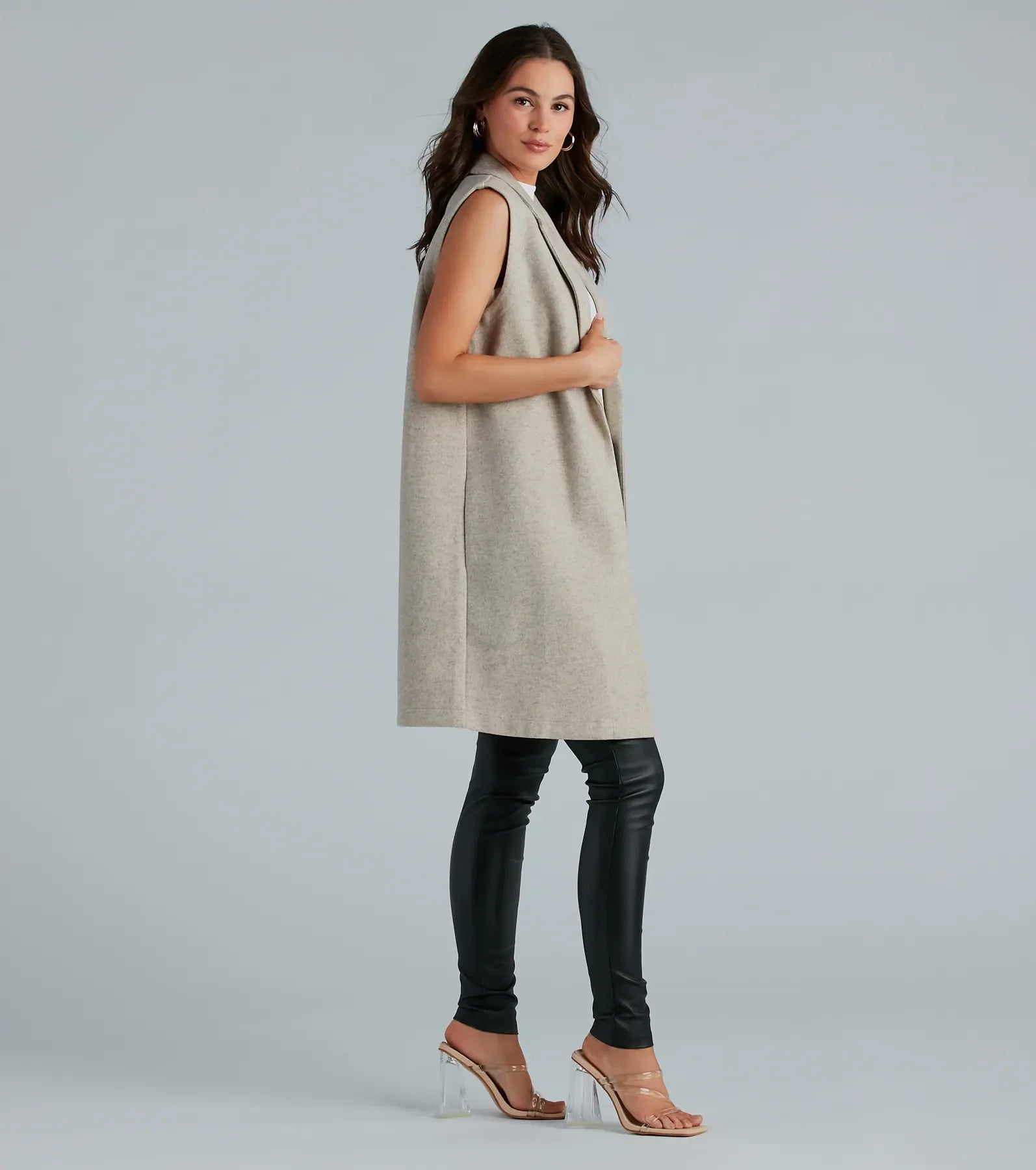 Invested To Style Faux Wool Long Vest