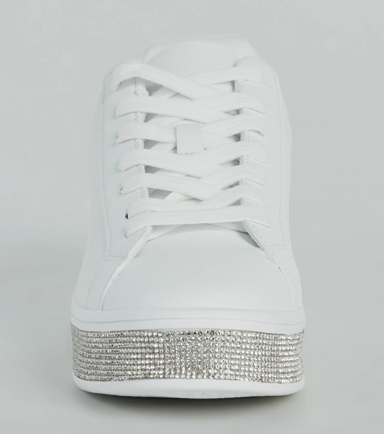 Playful Shimmer Rhinestone Trim Platform Sneakers