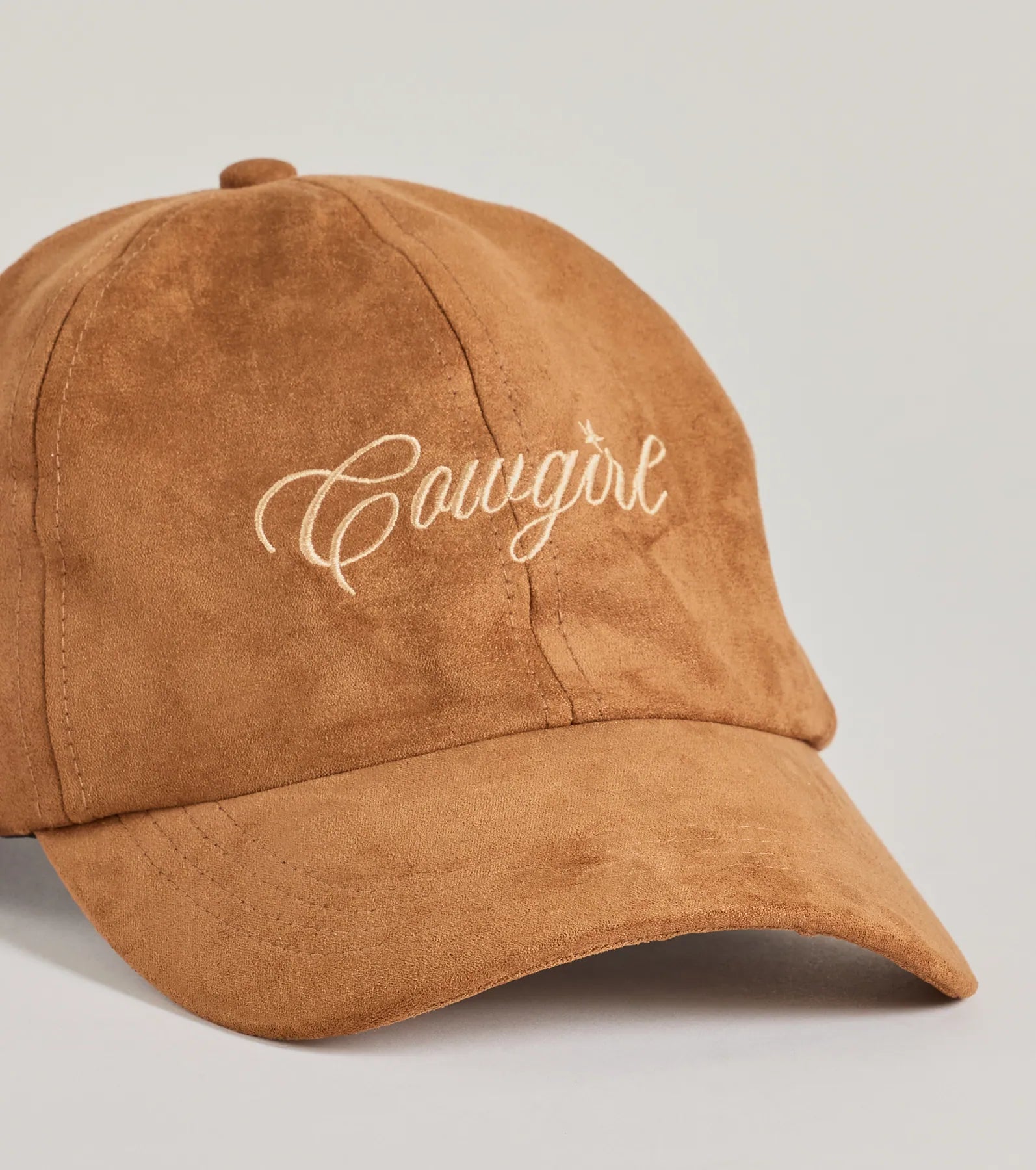 Faux Suede Cowgirl Script Baseball Cap