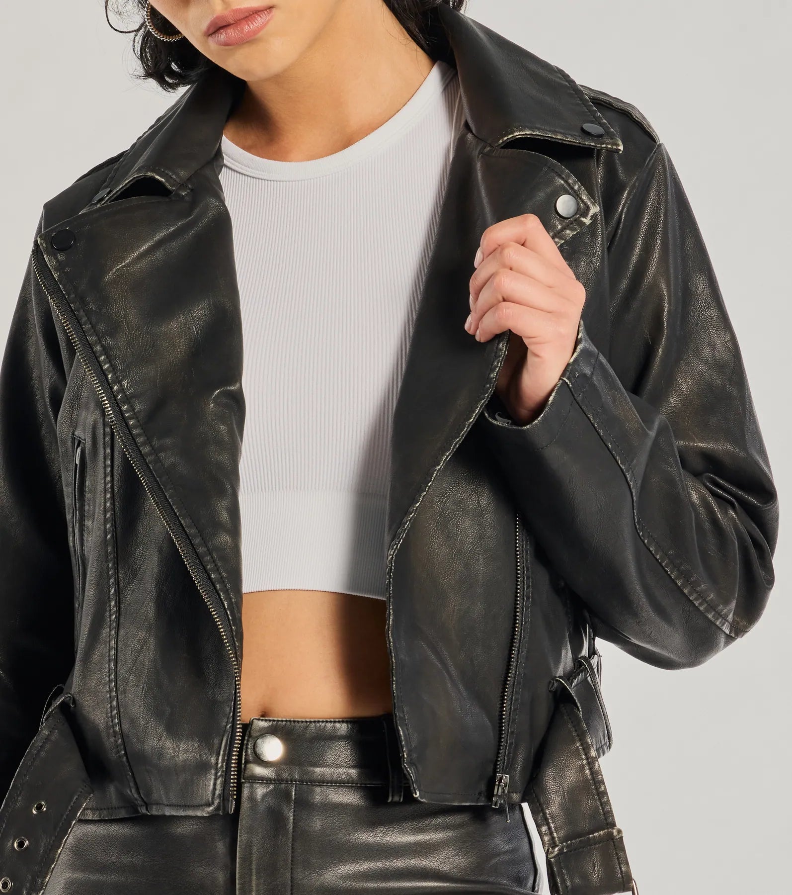 Shift Into Glam Faux Leather Moto Jacket