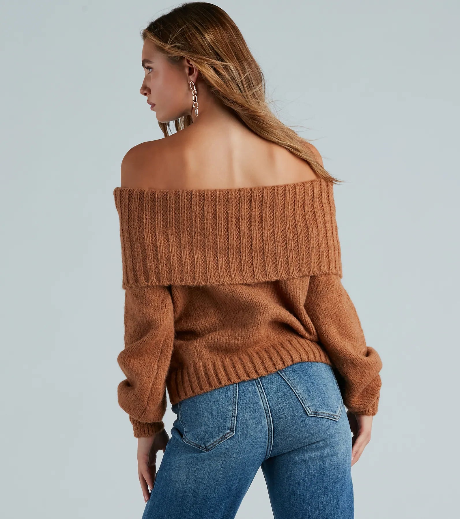 Flirty And Cool Off-The-Shoulder Sweater Top