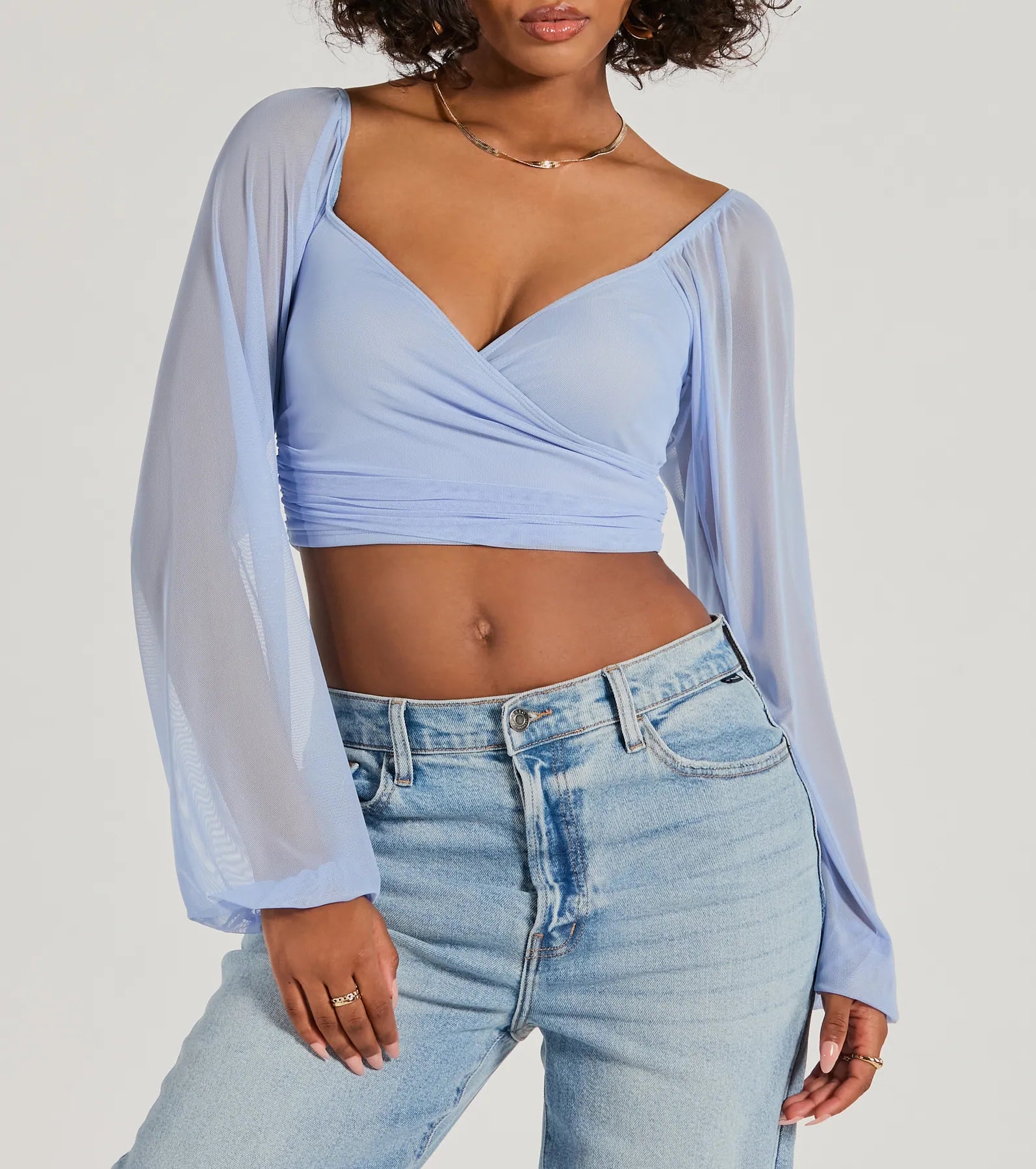 Ahead Of The Trend Surplice V-Neck Crop Top