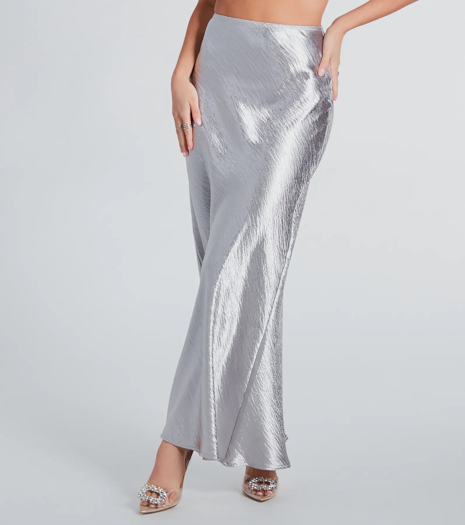 Iconic Sheen Crinkle Satin Maxi Skirt