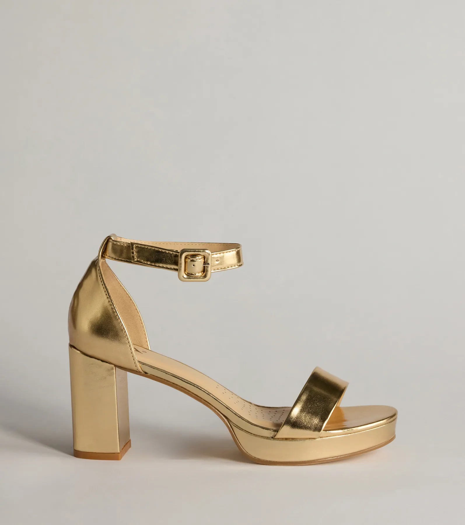 Bring The Shine Metallic Faux Leather Platform Heels