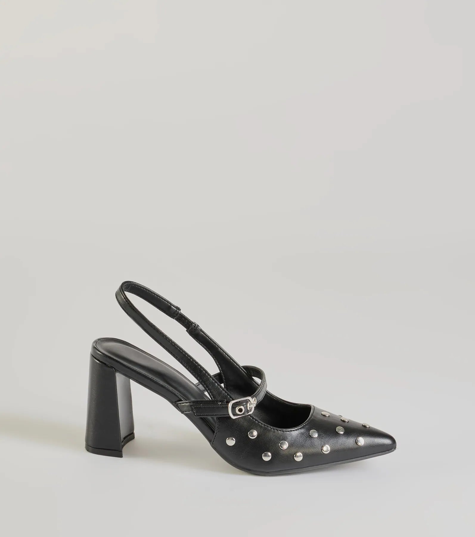 Chic Studded Faux Leather Sling-Back Pumps