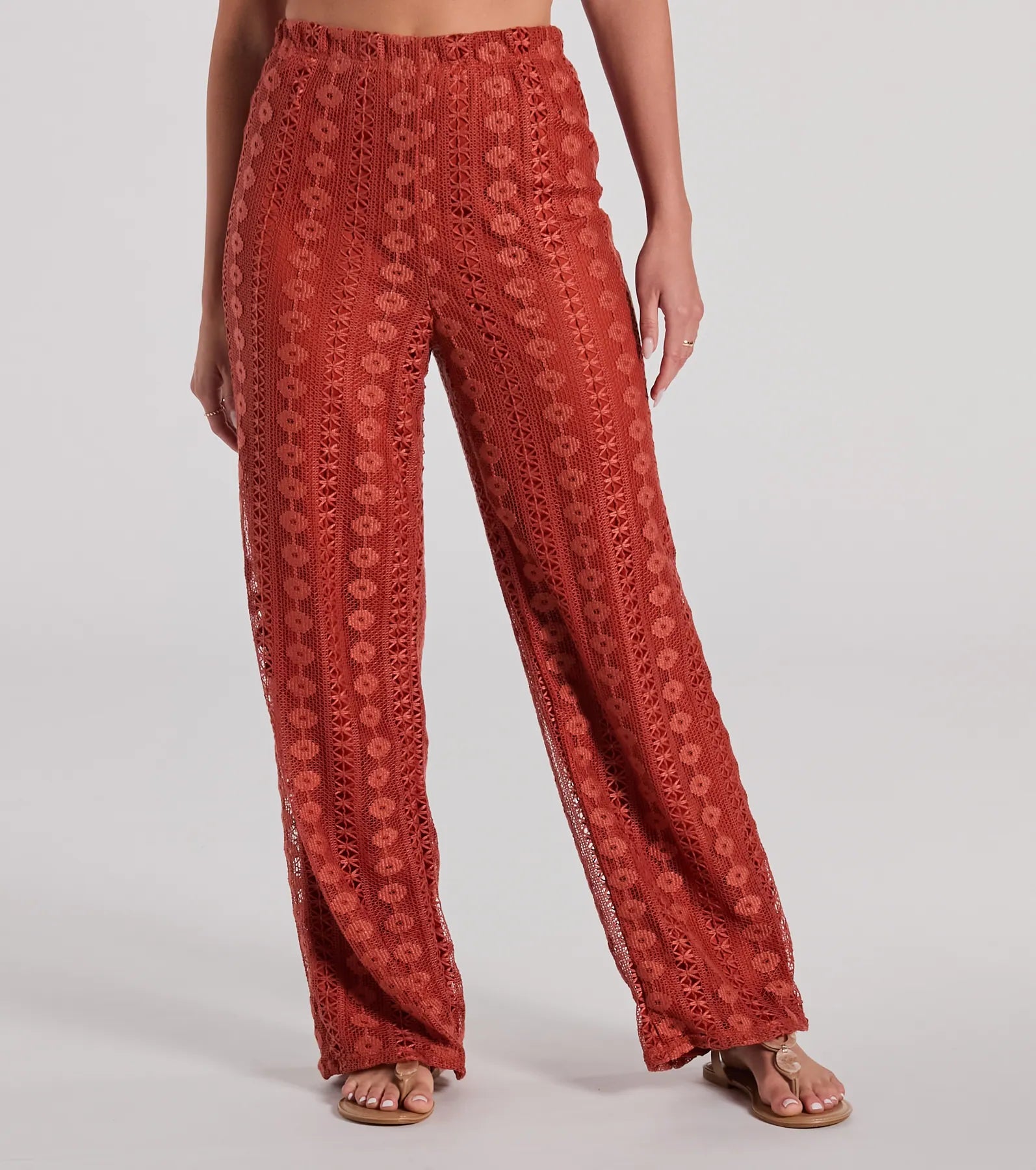 Weekend Breeze High-Rise Crochet Palazzo Pants