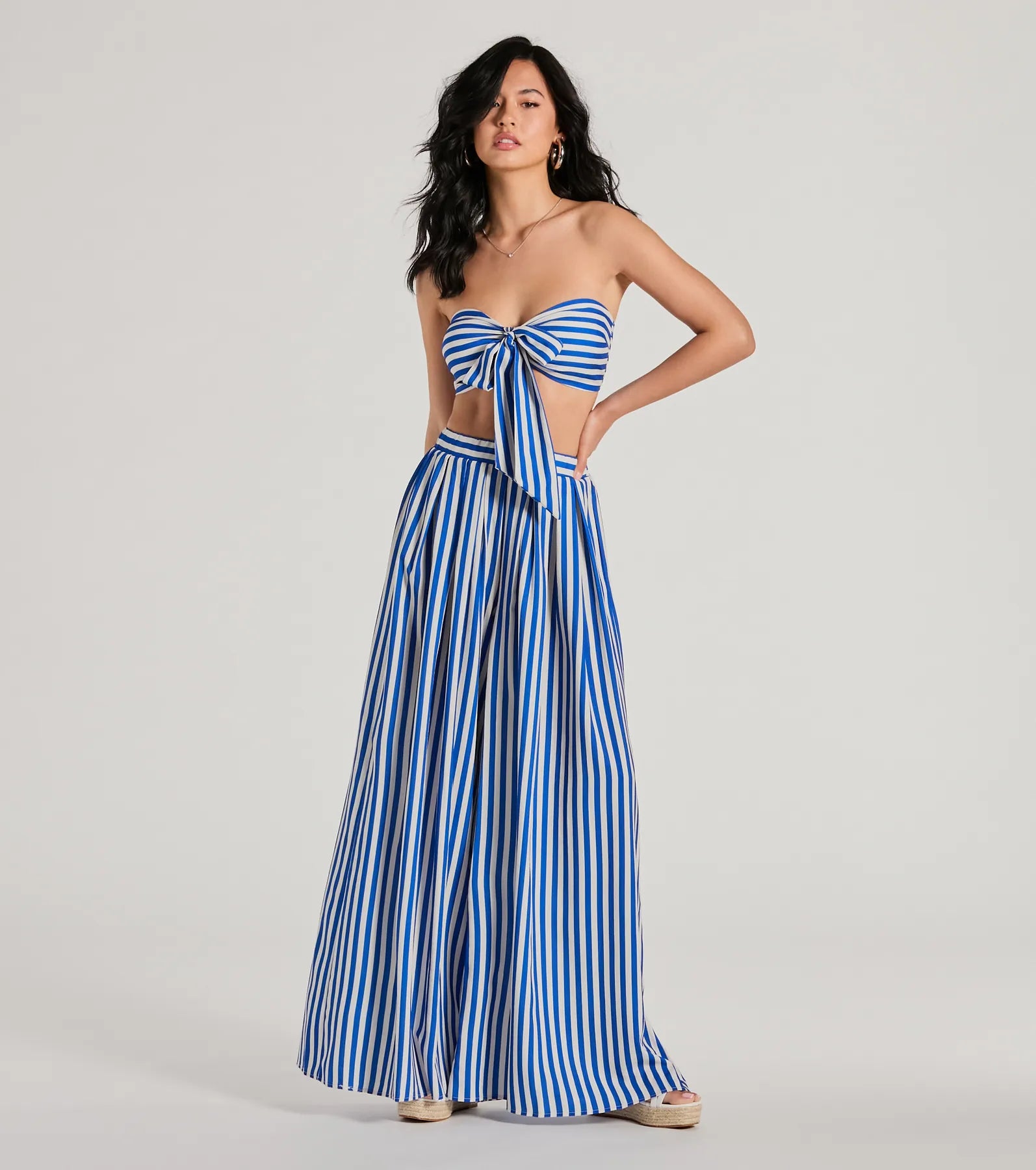 Festive Fun Strapless Striped Bandeau Crop Top