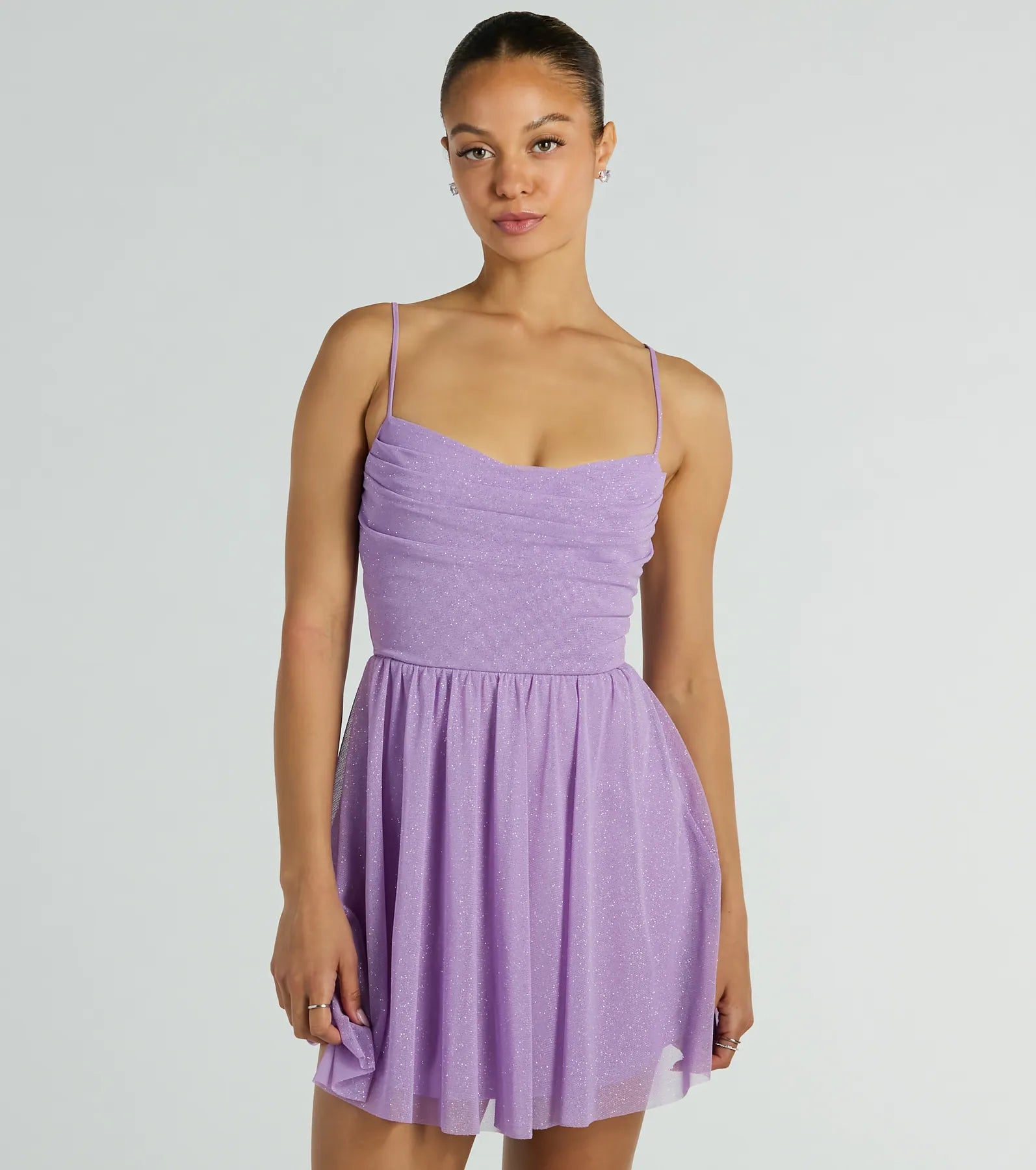 Ready To Shine Glitter Short Skater Dress