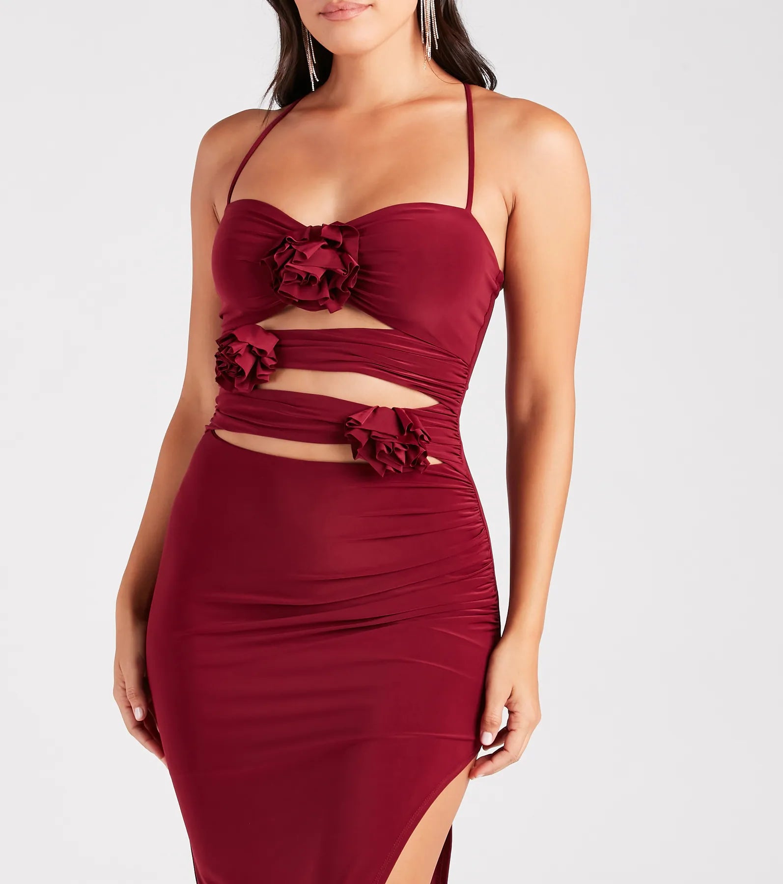 Rose So Sweet Halter Cutout Midi Dress