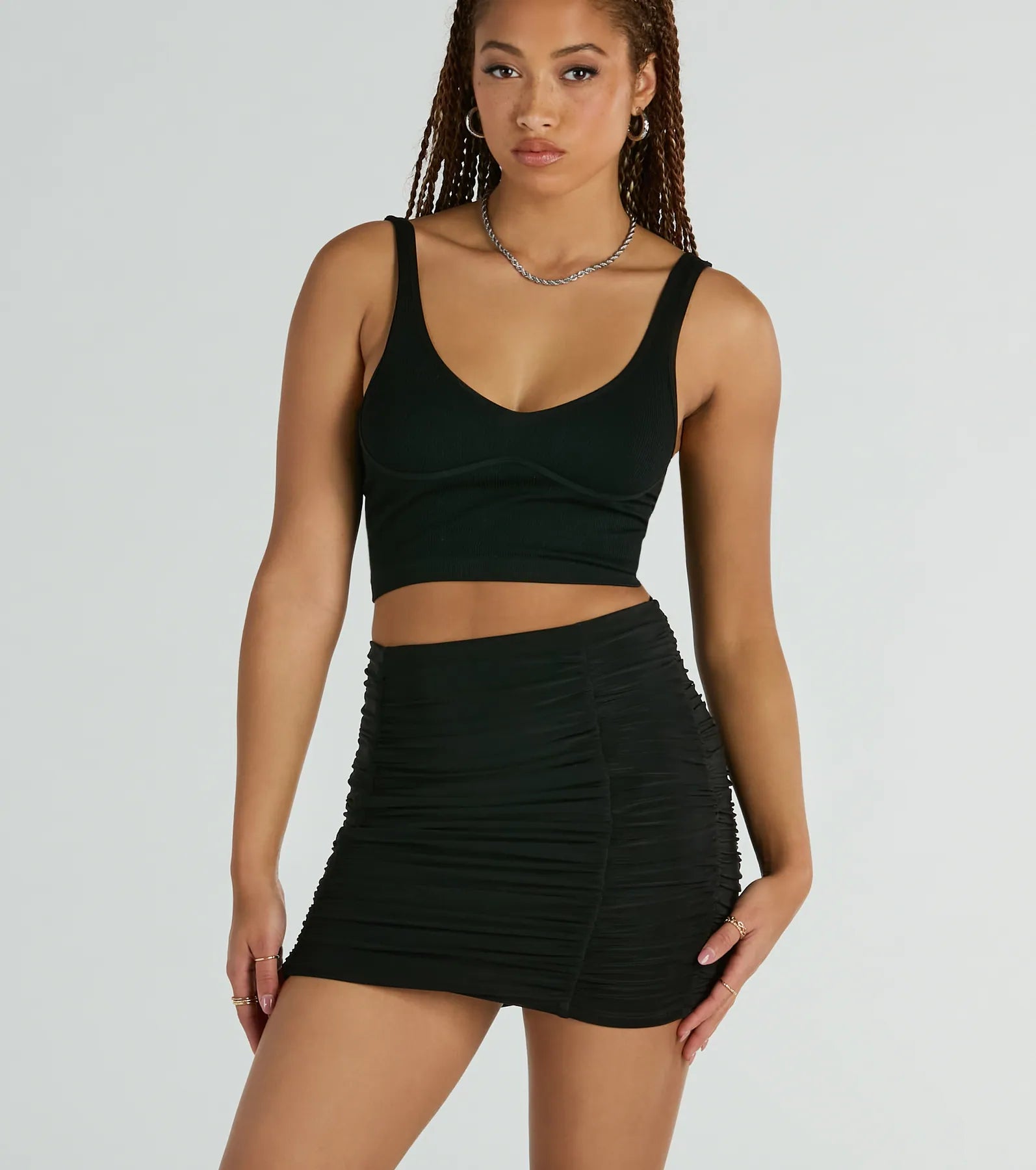 Sassy Fun Ruched Bodycon Mini Skirt