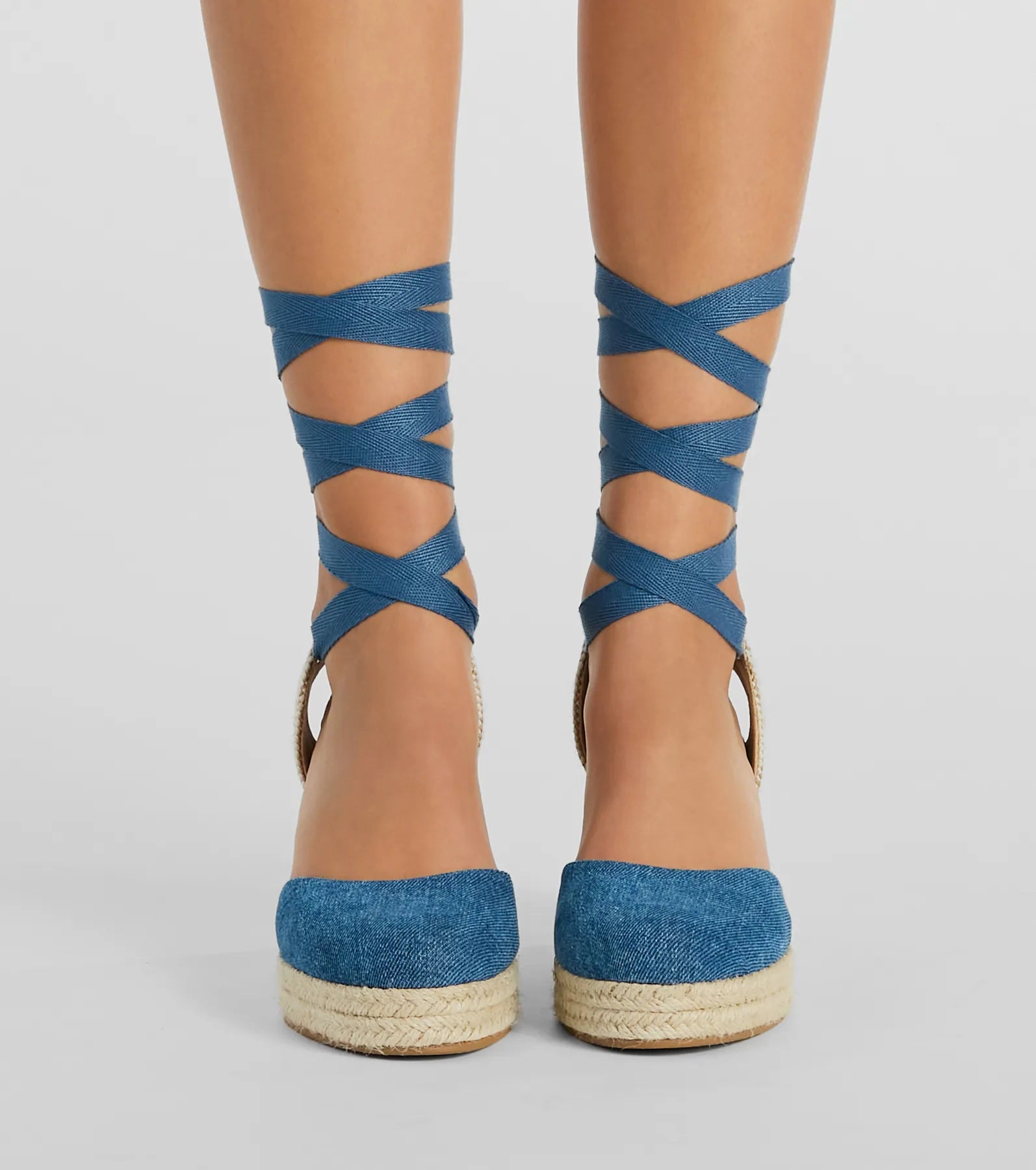 Beachy Dreams Denim Lace-Up Espadrille Wedges