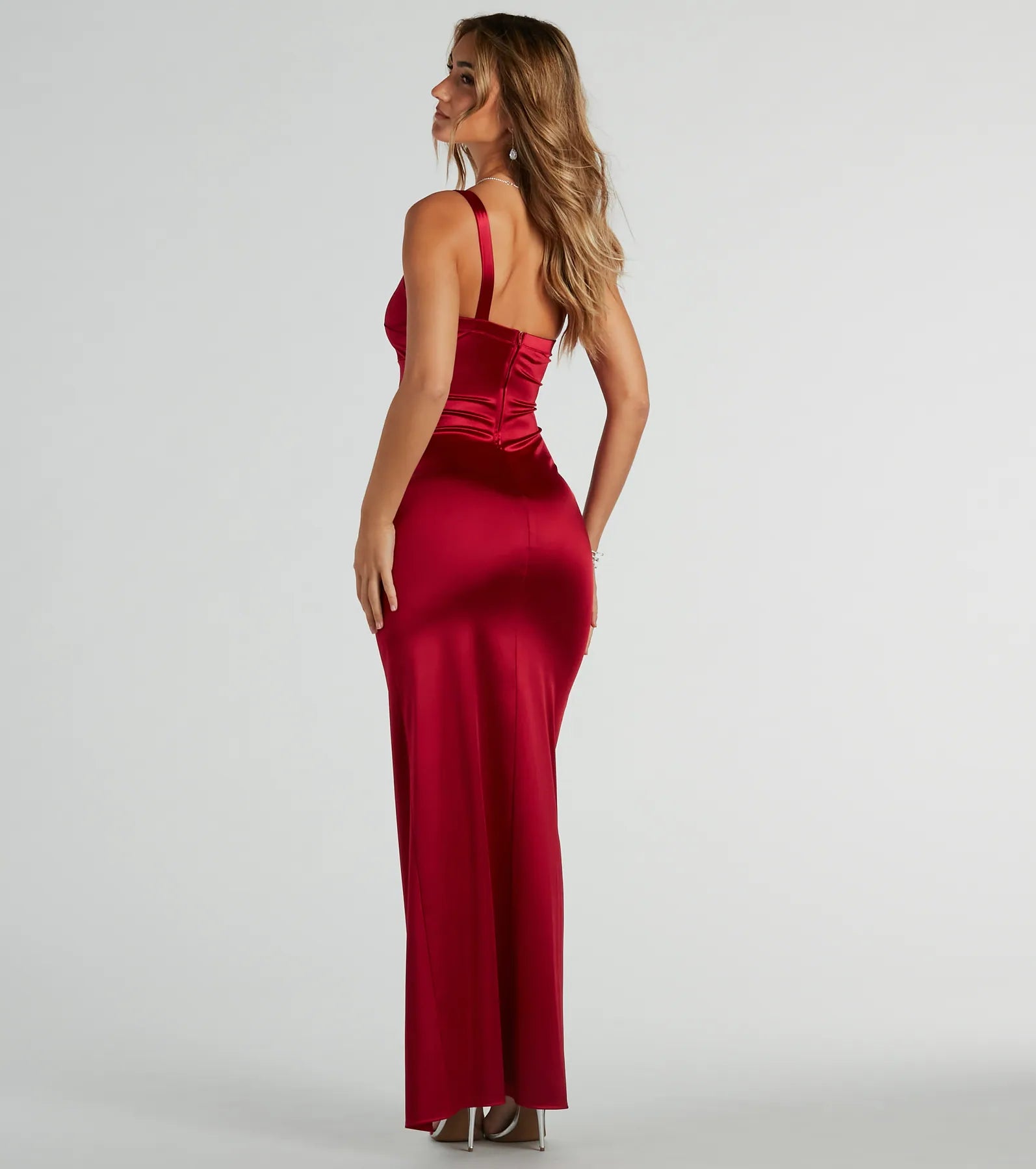 Malinda One-Shoulder Satin Formal Dress