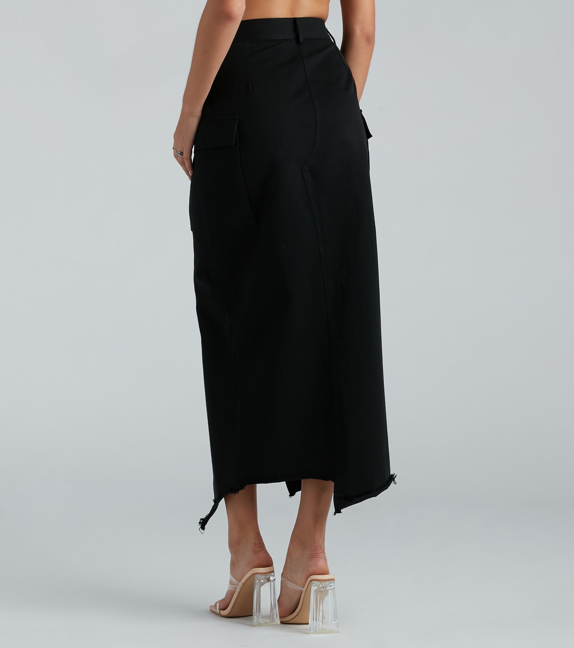 Trendy Energy High Slit Cargo Maxi Skirt